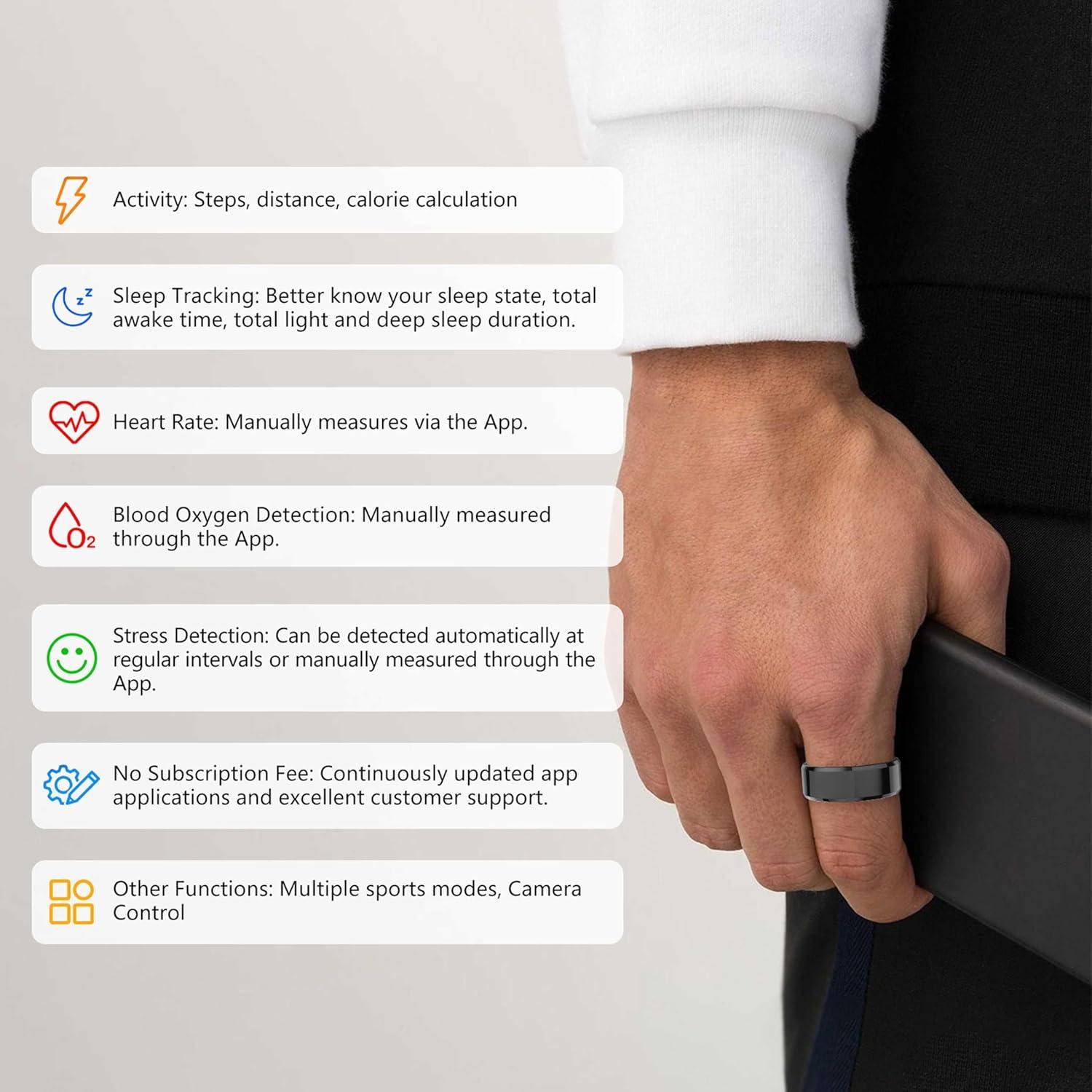 Anillo Inteligente Tulbeys US11 Negro - Monitor de Salud IP68