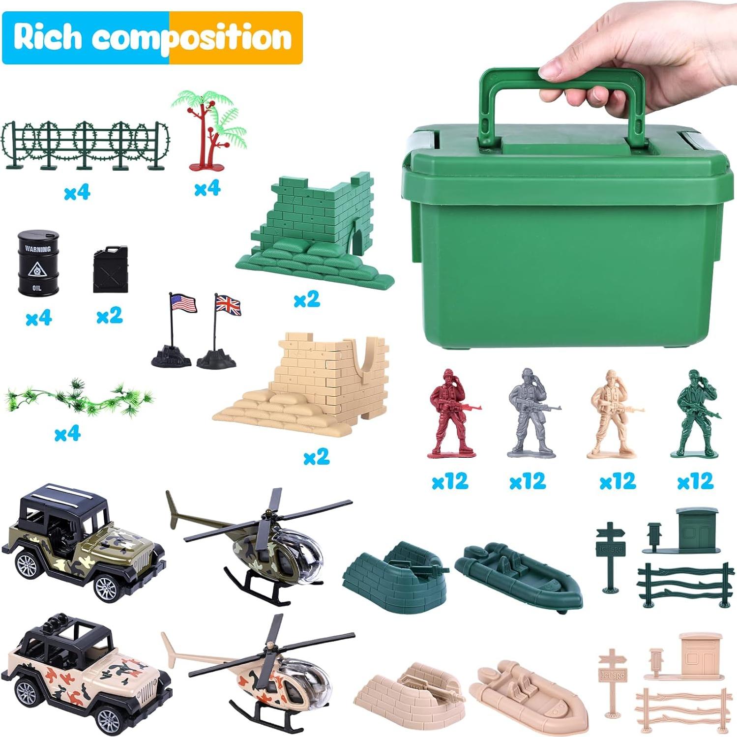 Conjunto de Soldados Militares 3 Nutrias 115 Piezas