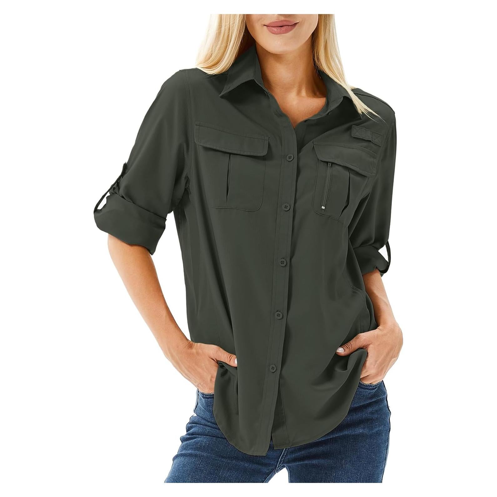 Camisa Safari de Manga Larga Toumett UV UPF 50 Mujeres Verde