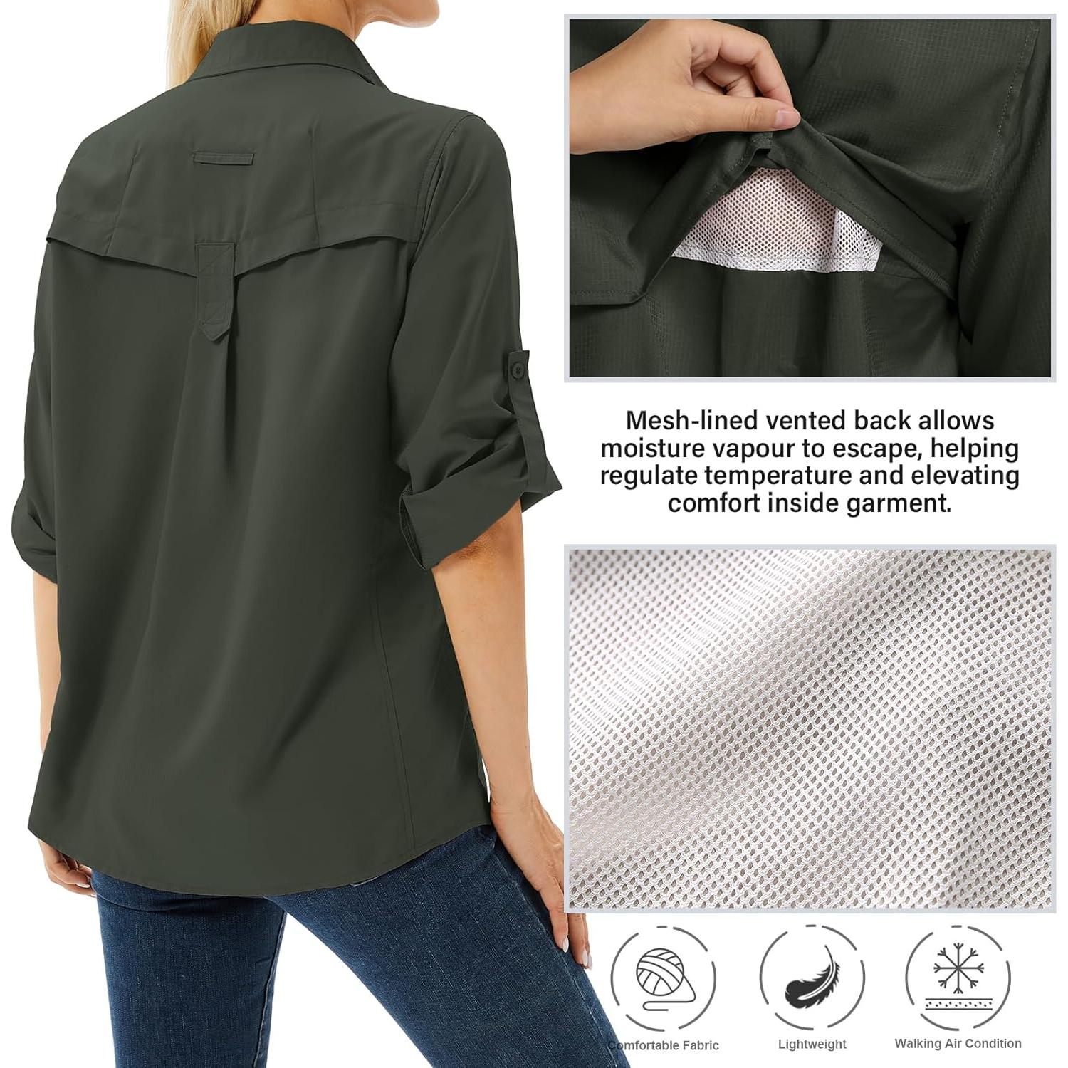 Camisa Safari de Manga Larga Toumett UV UPF 50 Mujeres Verde