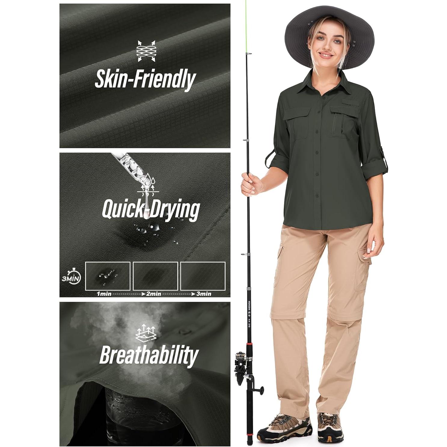 Camisa Safari de Manga Larga Toumett UV UPF 50 Mujeres Verde