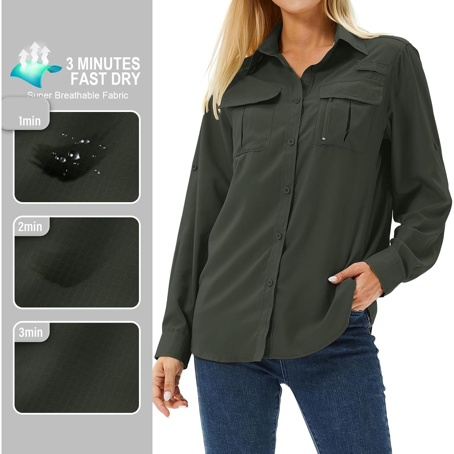 Camisa Safari de Manga Larga Toumett UV UPF 50 Mujeres Verde