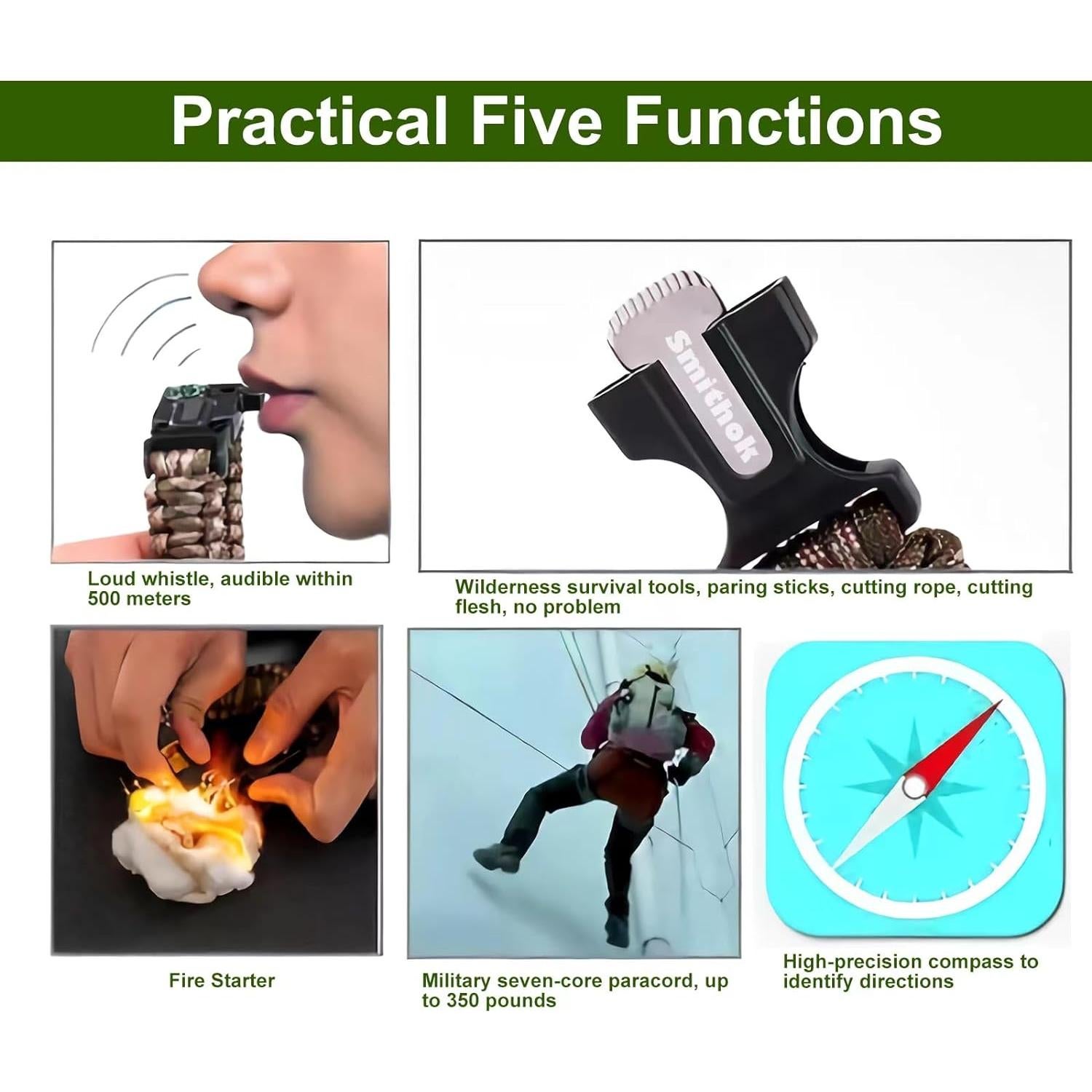 Pulsera de Supervivencia Smithok R10 - 4 en 1 Multicolor