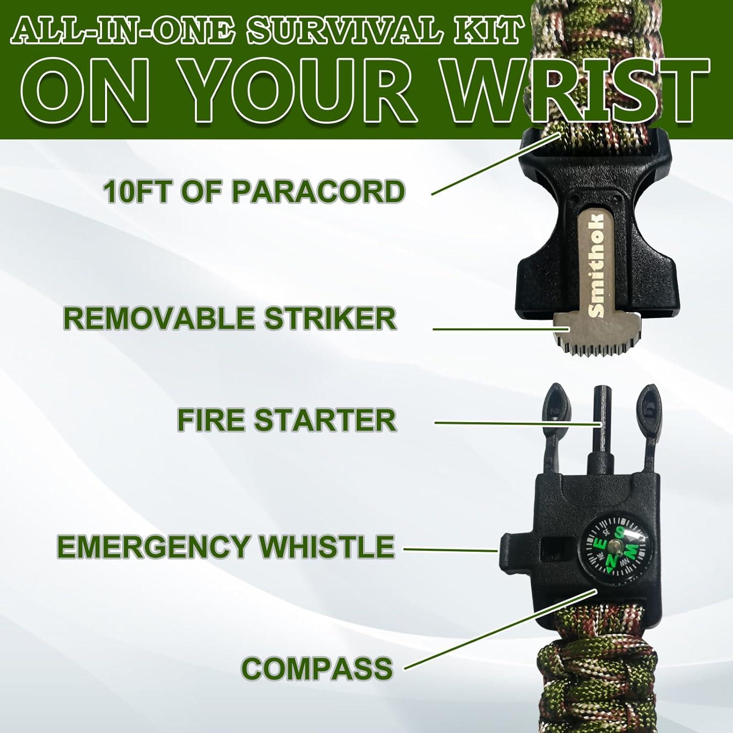 Pulsera de Supervivencia Smithok R10 - 4 en 1 Multicolor