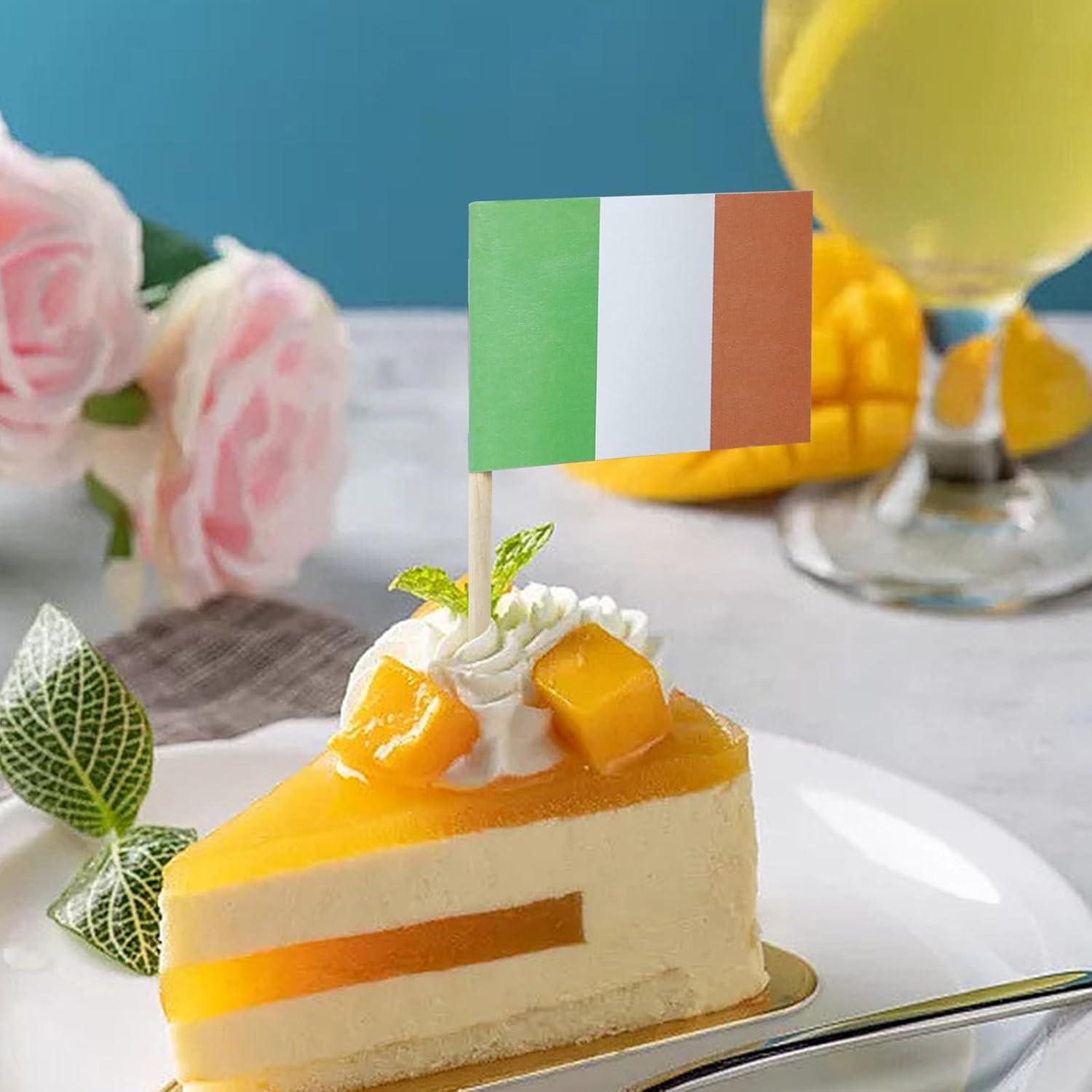 100 Bandera de Palillo Irlandesa Mini Topper para Cupcake