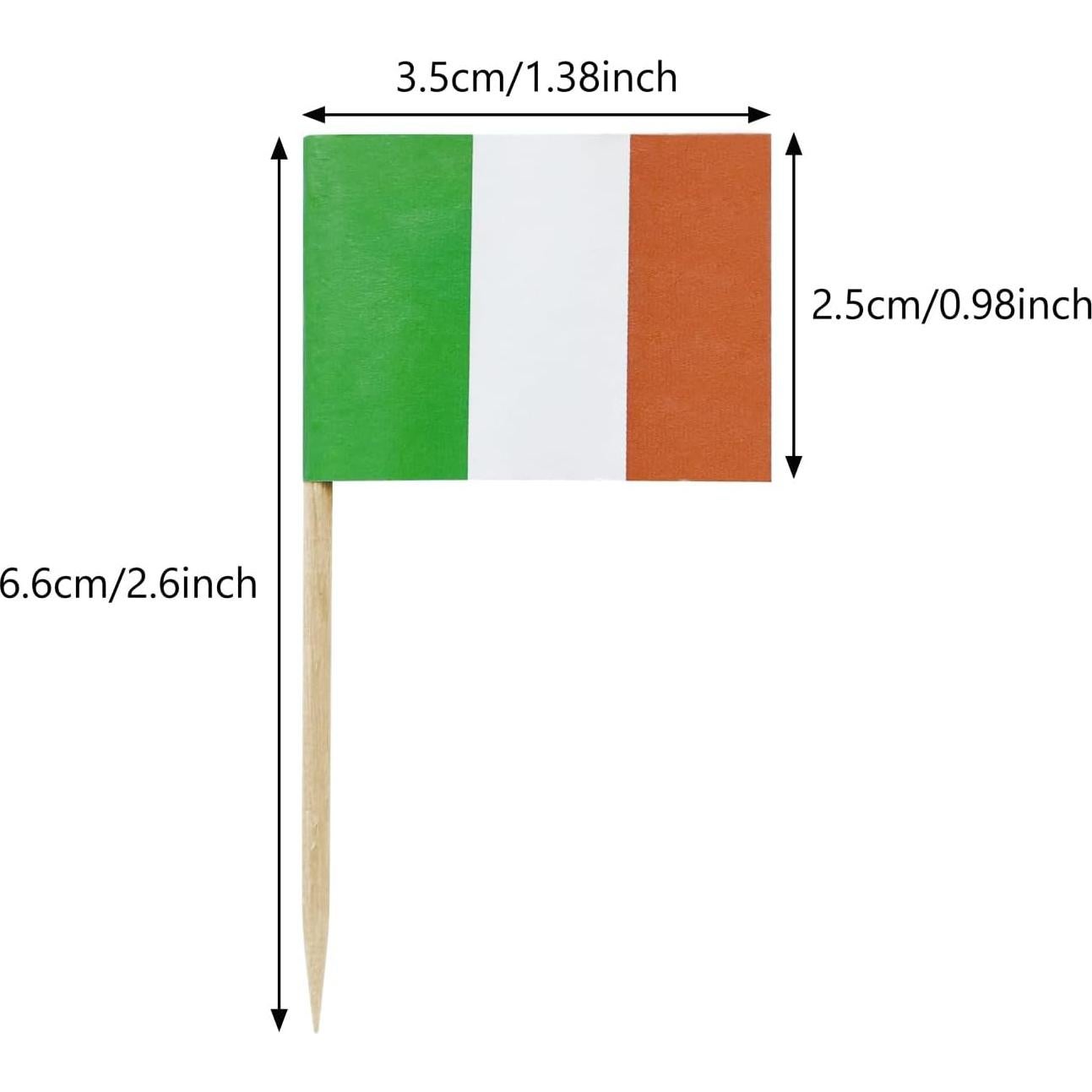 100 Bandera de Palillo Irlandesa Mini Topper para Cupcake