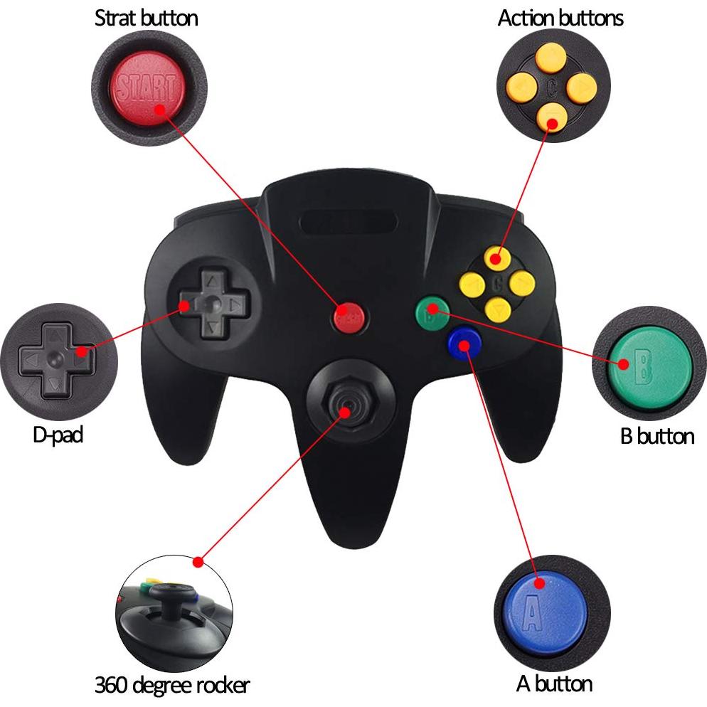 Controlador Tevodo N64 Mejorado con Joystick Analógico 1.8m