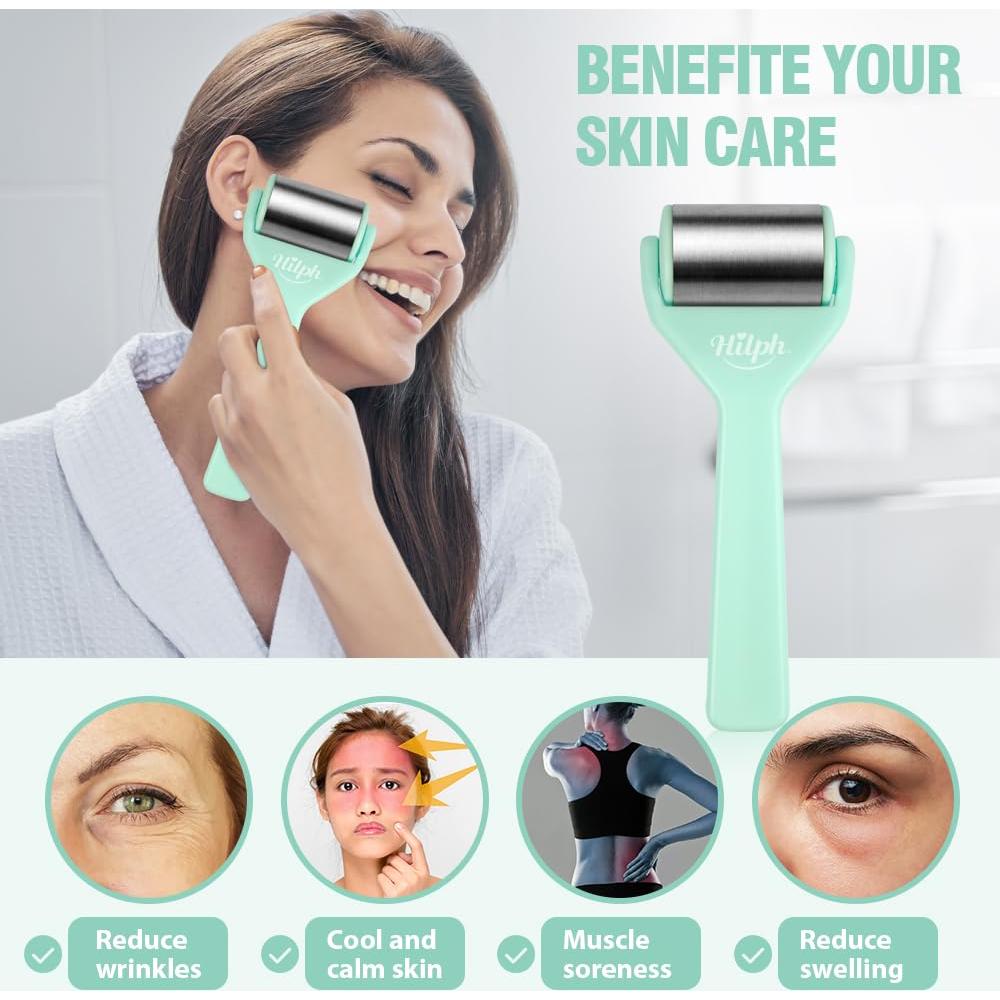 Rodillo de Hielo Facial Hilph Acero Inoxidable Verde 16cm