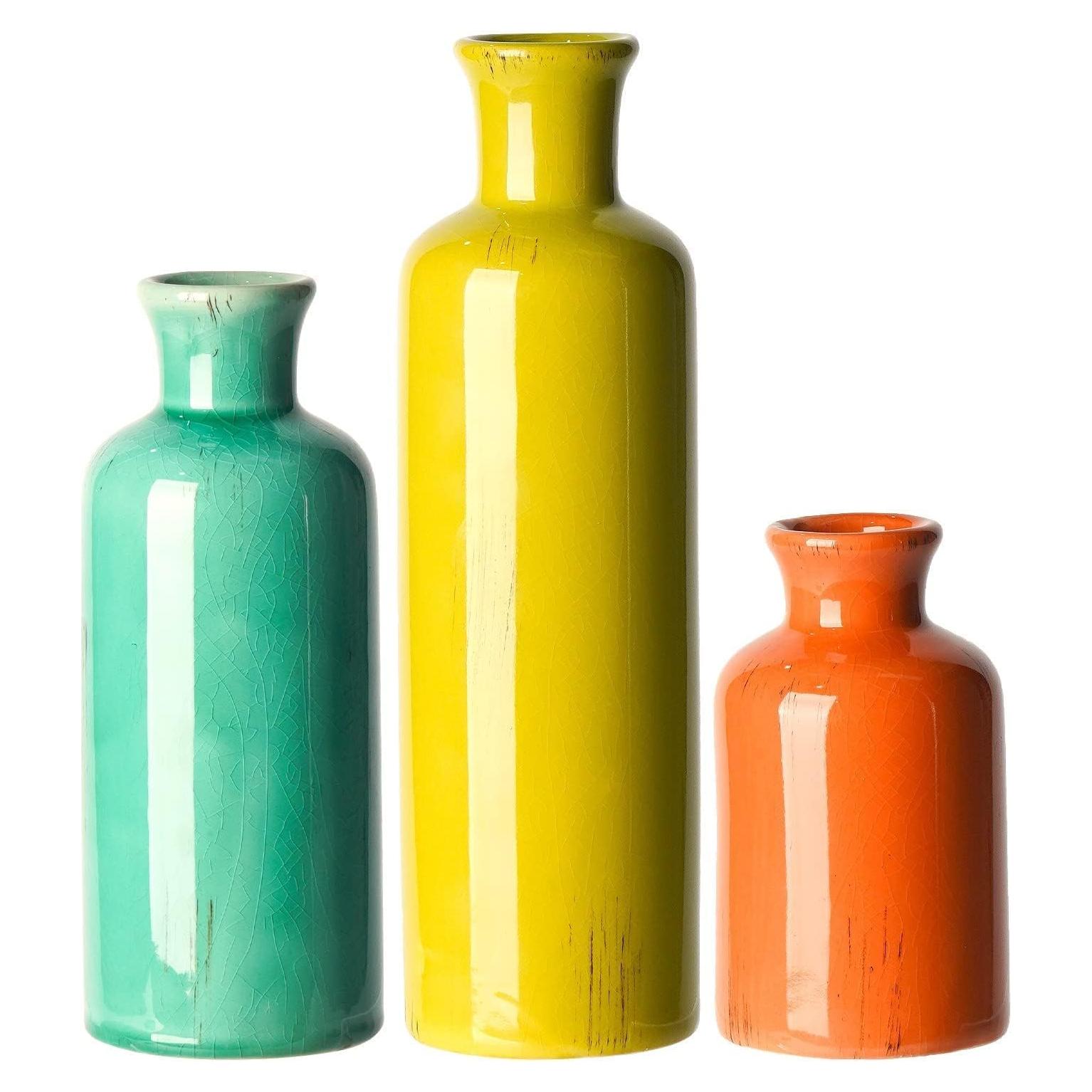 Set de 3 Jarrones de Cerámica Multicolor Cynkeyee 25.4 cm