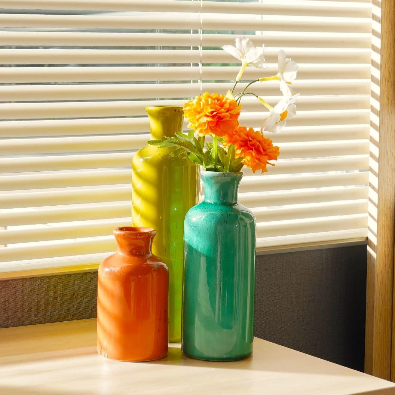 Set de 3 Jarrones de Cerámica Multicolor Cynkeyee 25.4 cm