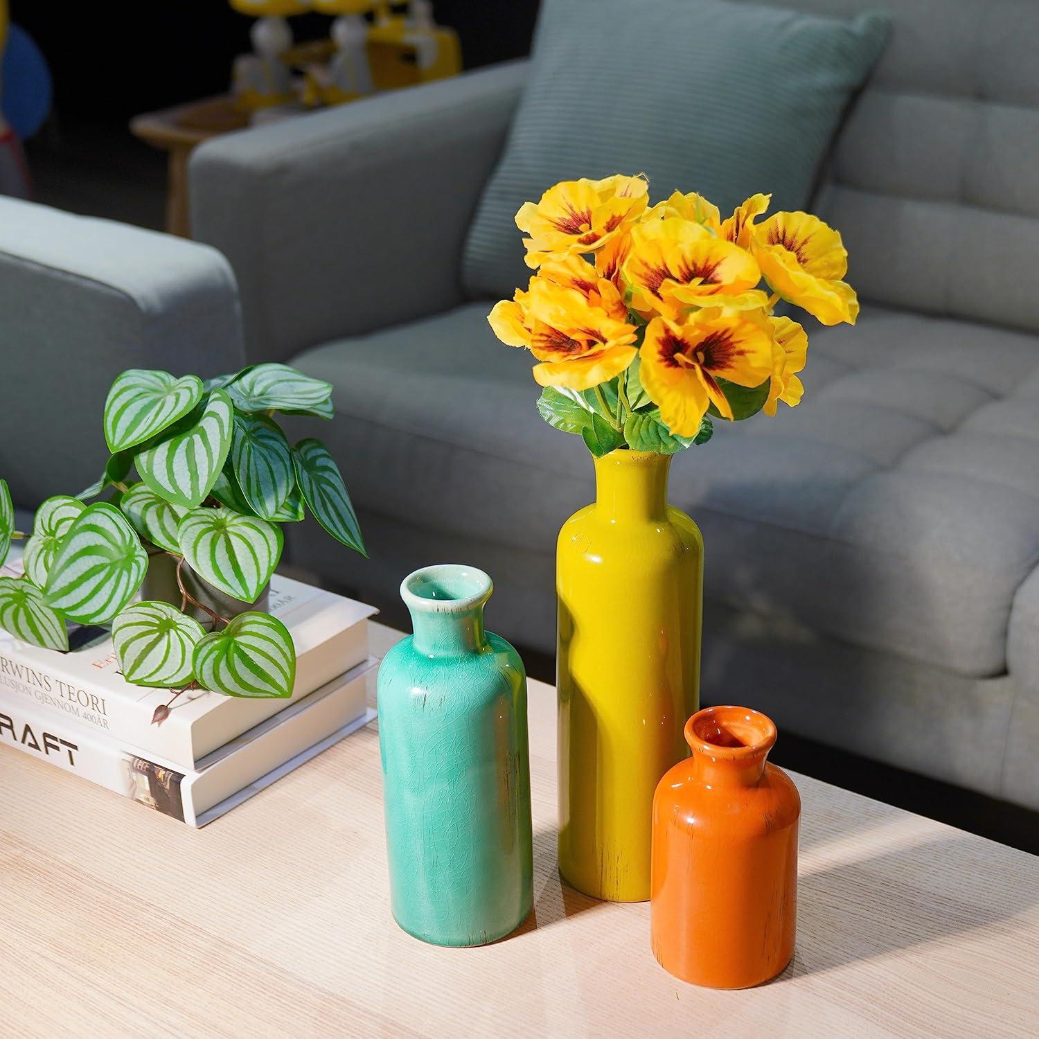 Set de 3 Jarrones de Cerámica Multicolor Cynkeyee 25.4 cm