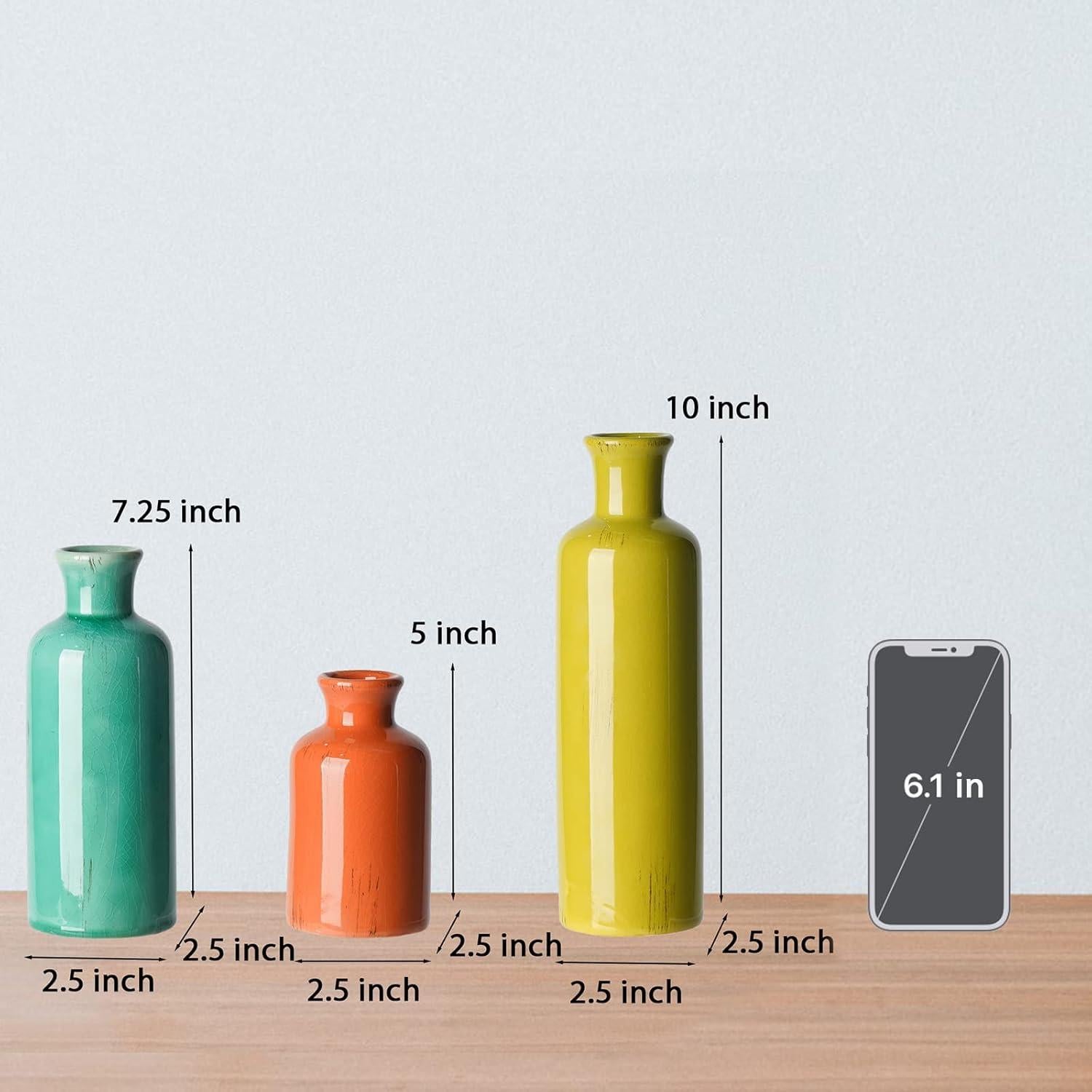 Set de 3 Jarrones de Cerámica Multicolor Cynkeyee 25.4 cm