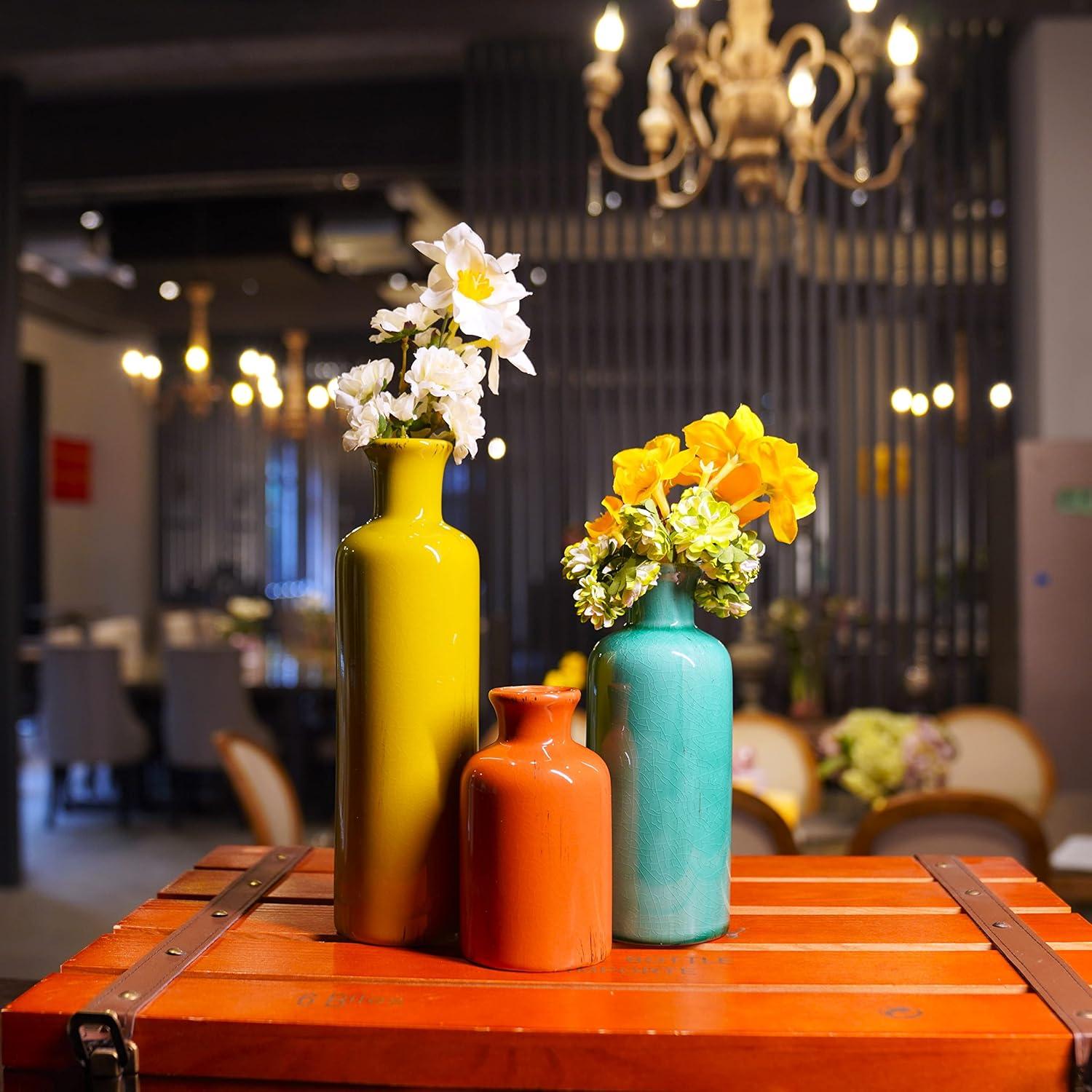 Set de 3 Jarrones de Cerámica Multicolor Cynkeyee 25.4 cm