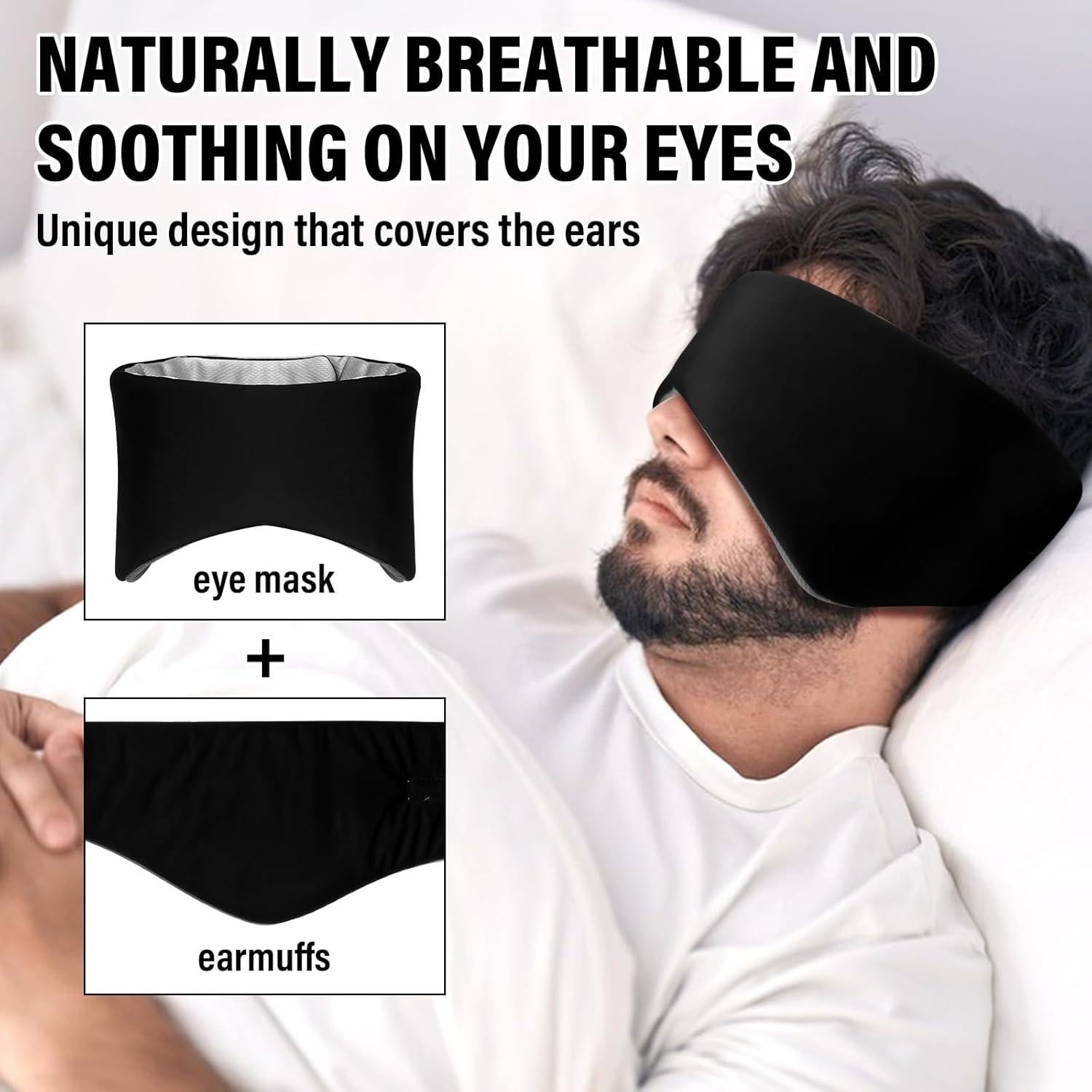 Máscara para dormir 2 en 1 Spacepower con orejeras ajustables