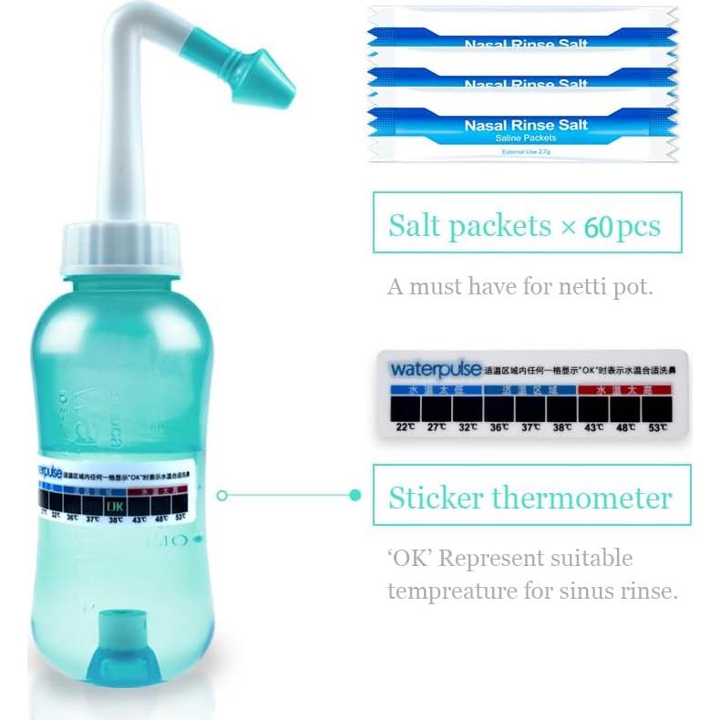 Botella de Lavado Nasal Waterpulse 300ml Verde para Adultos y Niños