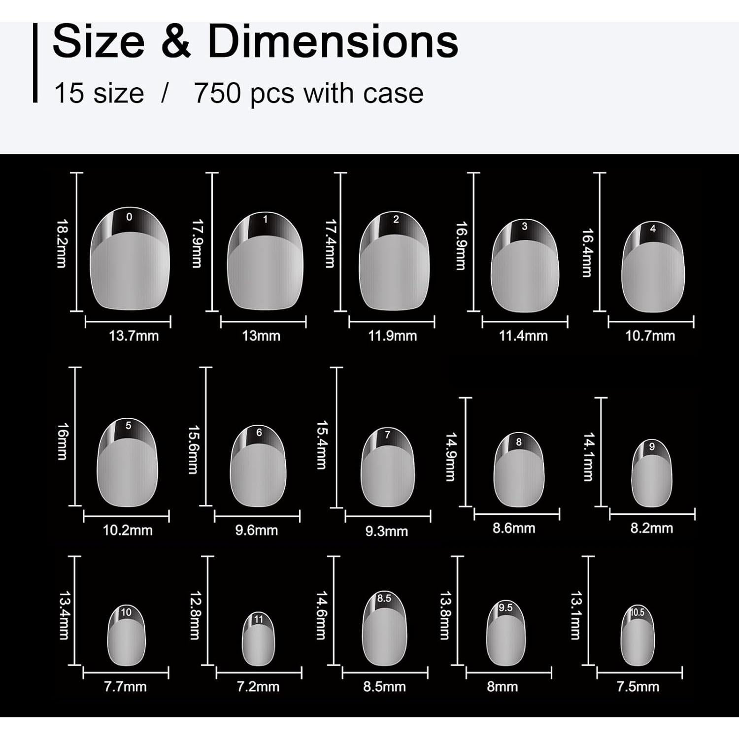 Consejos de Uñas Falsas GazePlus Almendra Cortos 750 pcs