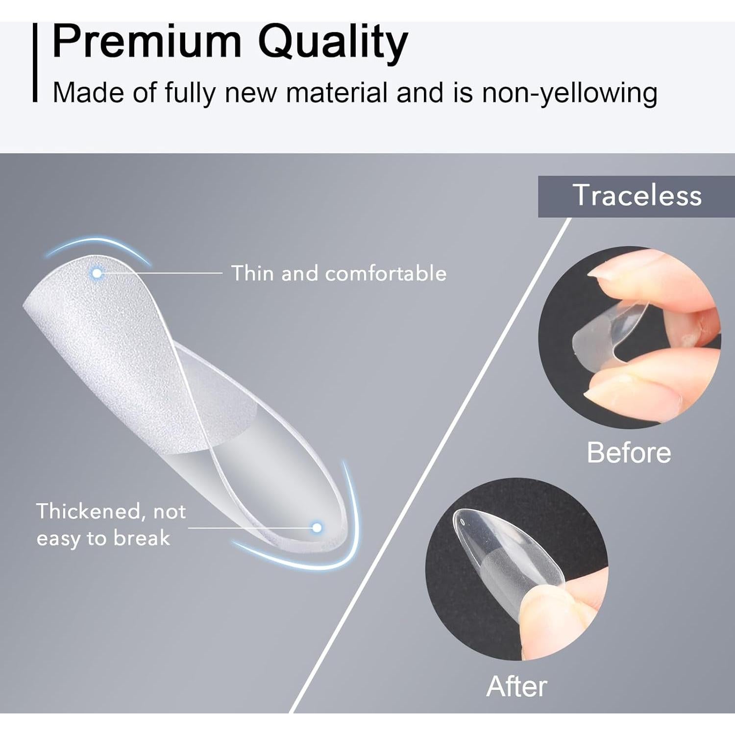 Consejos de Uñas Falsas GazePlus Almendra Cortos 750 pcs