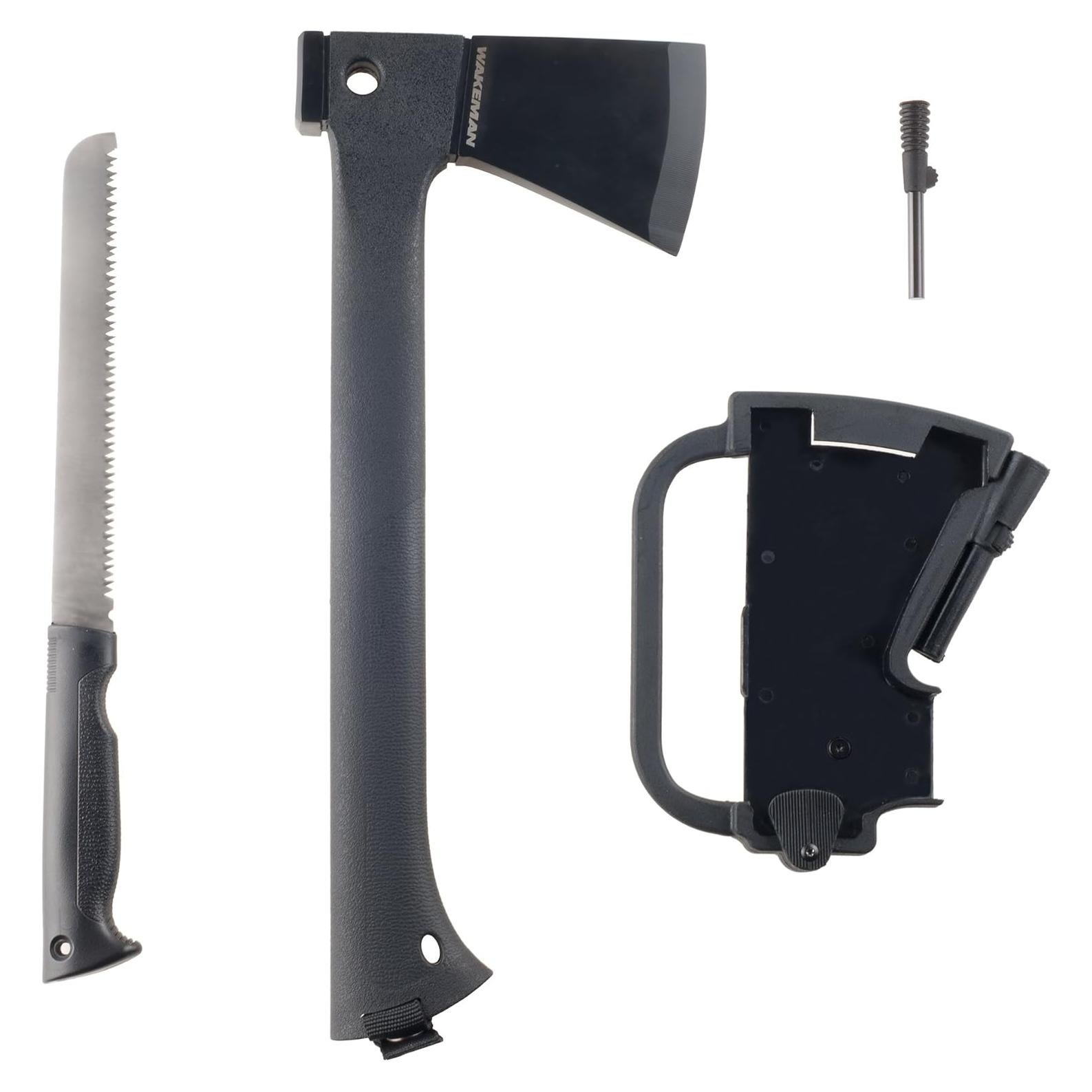 Hacha de Camping Wakeman con Sierra y Encendedor - Negro