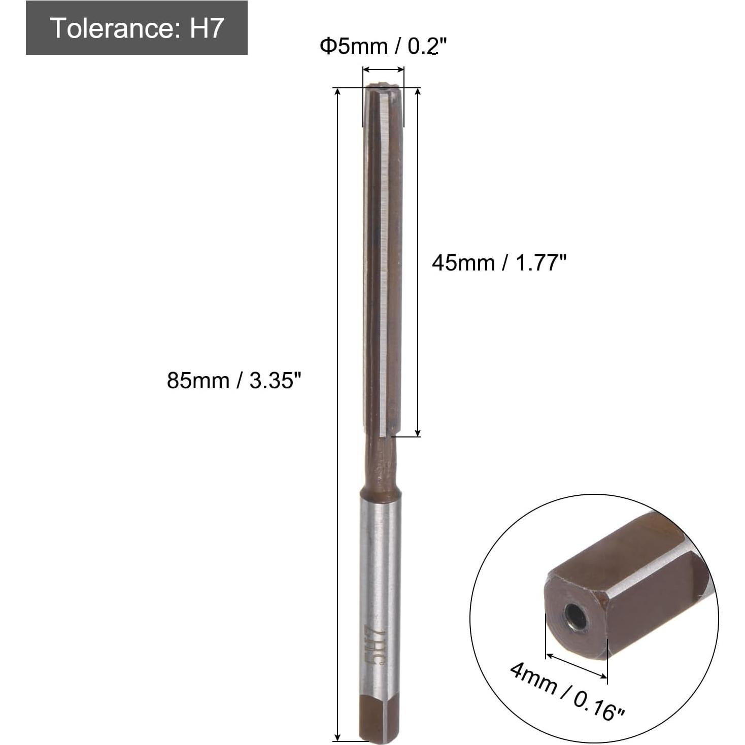 Reamer Manual 5mm H7 uxcell Acero Aleado para Metal y Madera