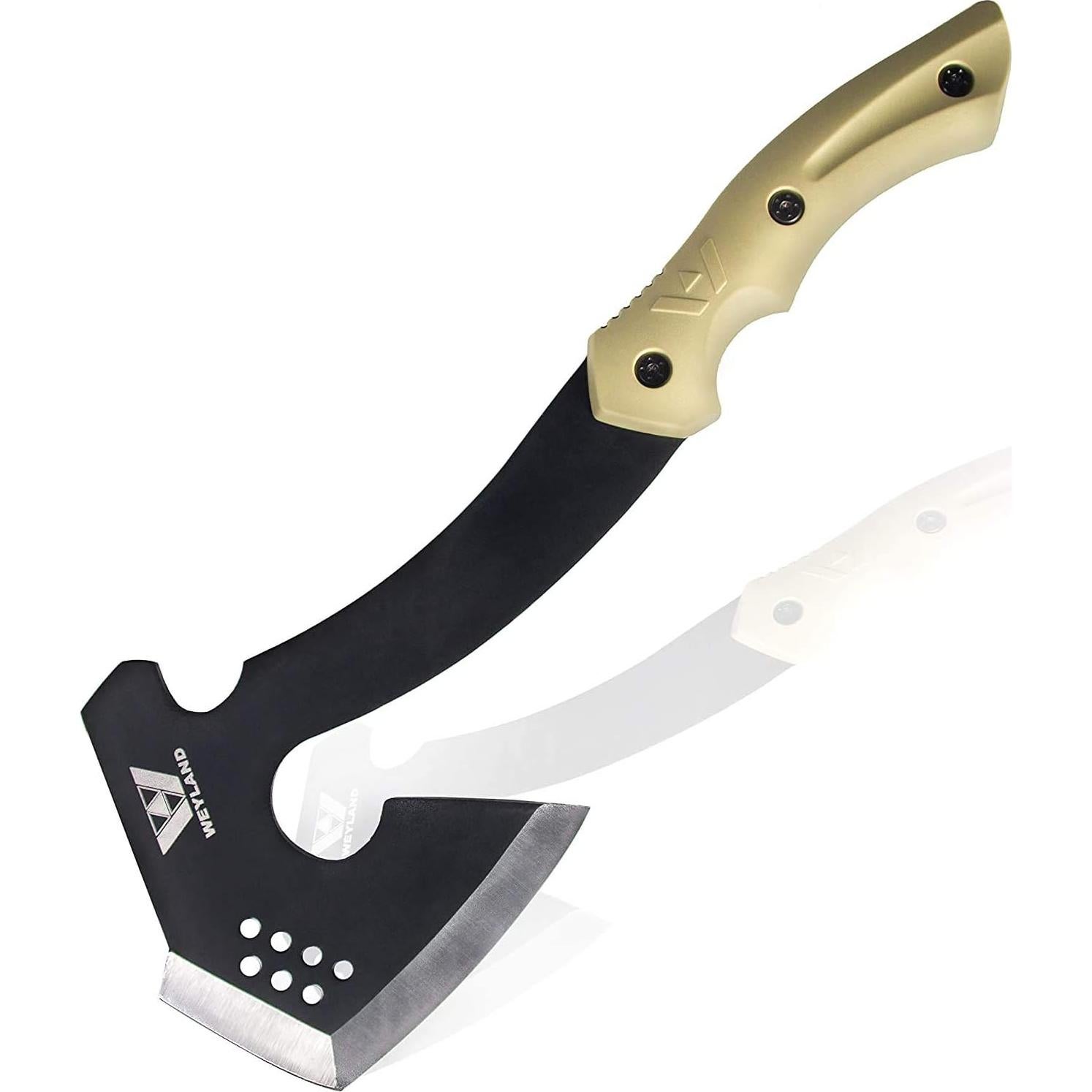 WEYLAND Survival Hatchet & Camping Axe with MOLLE Sheath - Small Bushcraft Camping Axes & Hatchets for Splitting & Chopping Wood, Kindling Splitter for Fire Wood, Camp Hand Tool