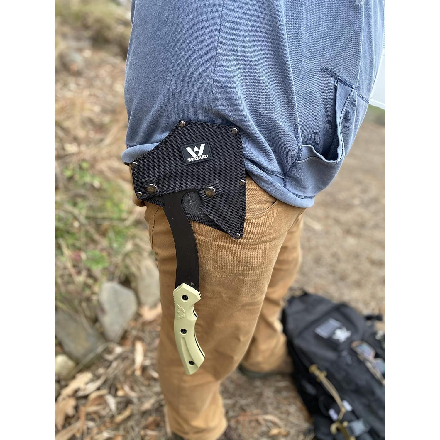 WEYLAND Survival Hatchet & Camping Axe with MOLLE Sheath - Small Bushcraft Camping Axes & Hatchets for Splitting & Chopping Wood, Kindling Splitter for Fire Wood, Camp Hand Tool