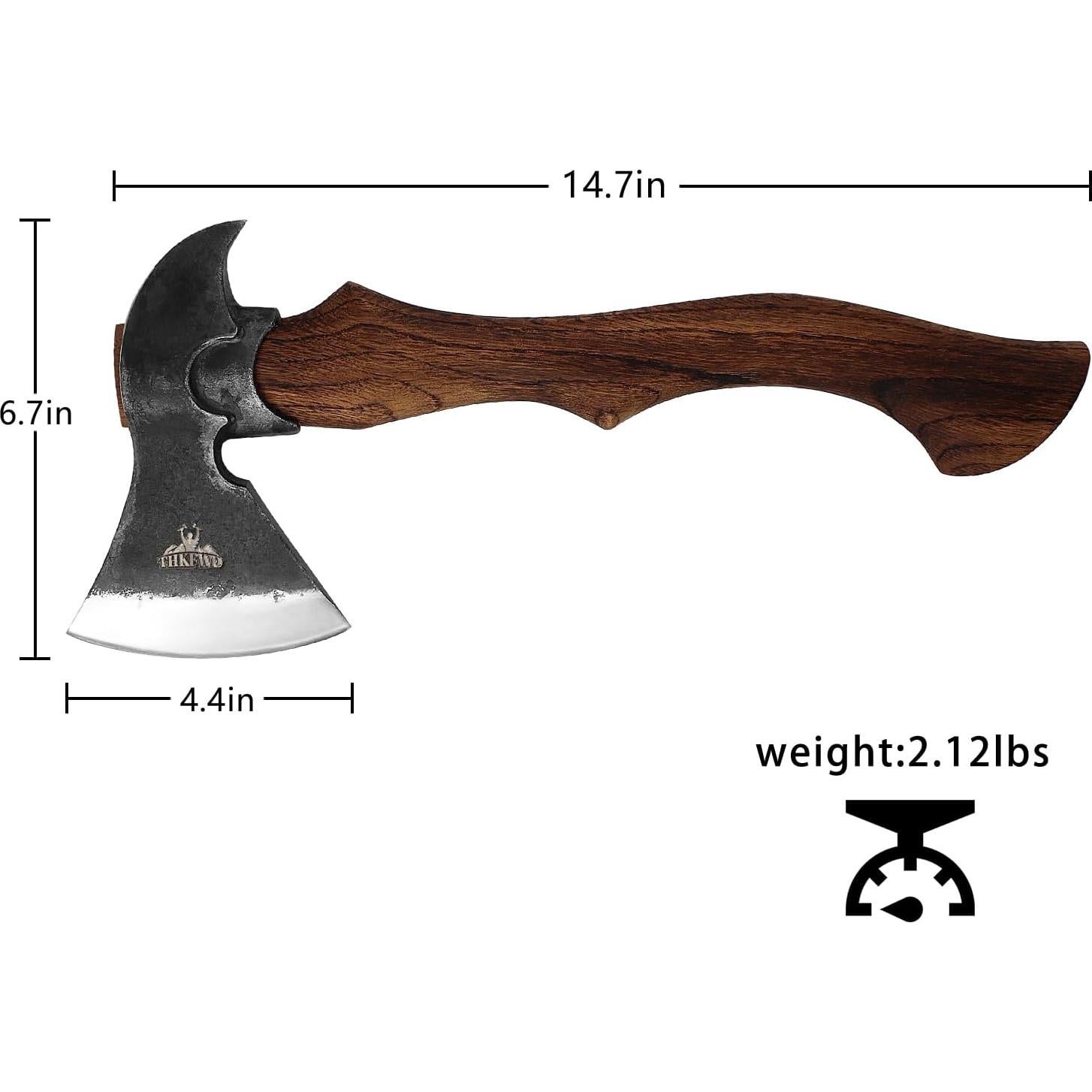 Hacha de Camping THKFWD 37.34 cm con Funda de Cuero