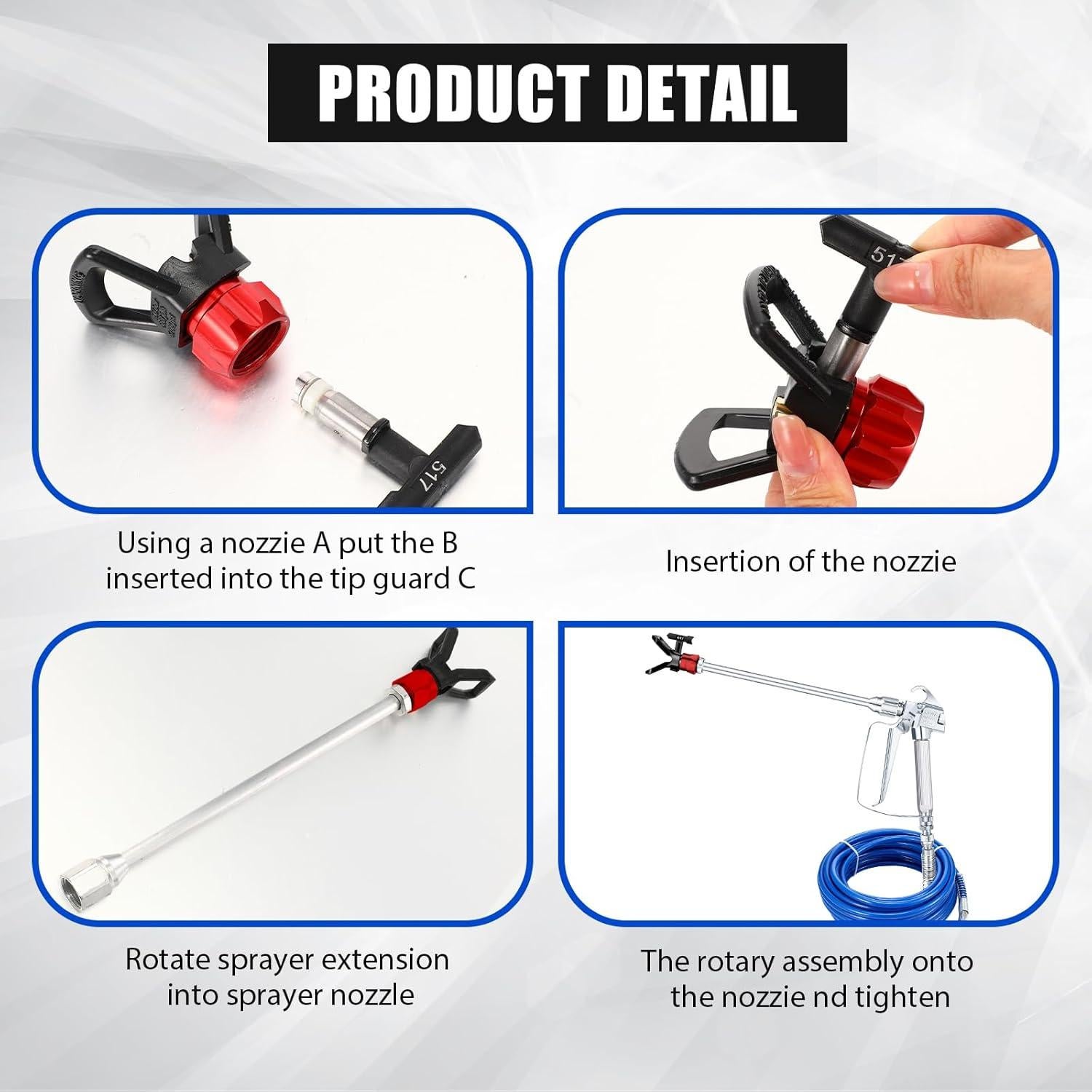 Hiboom Juego de Pistola de Pintura Sin Aire 17 Pcs