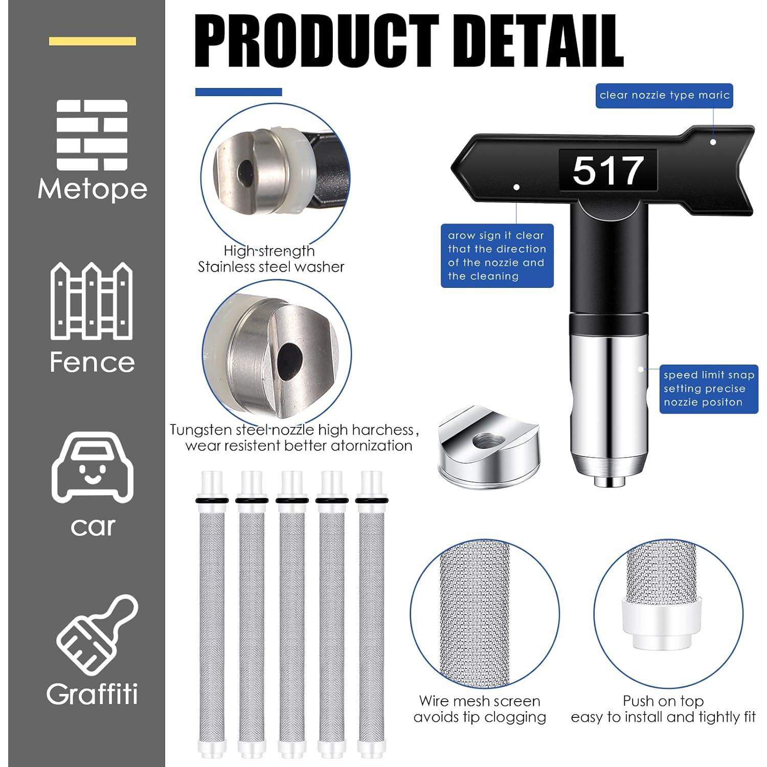 Hiboom Juego de Pistola de Pintura Sin Aire 17 Pcs