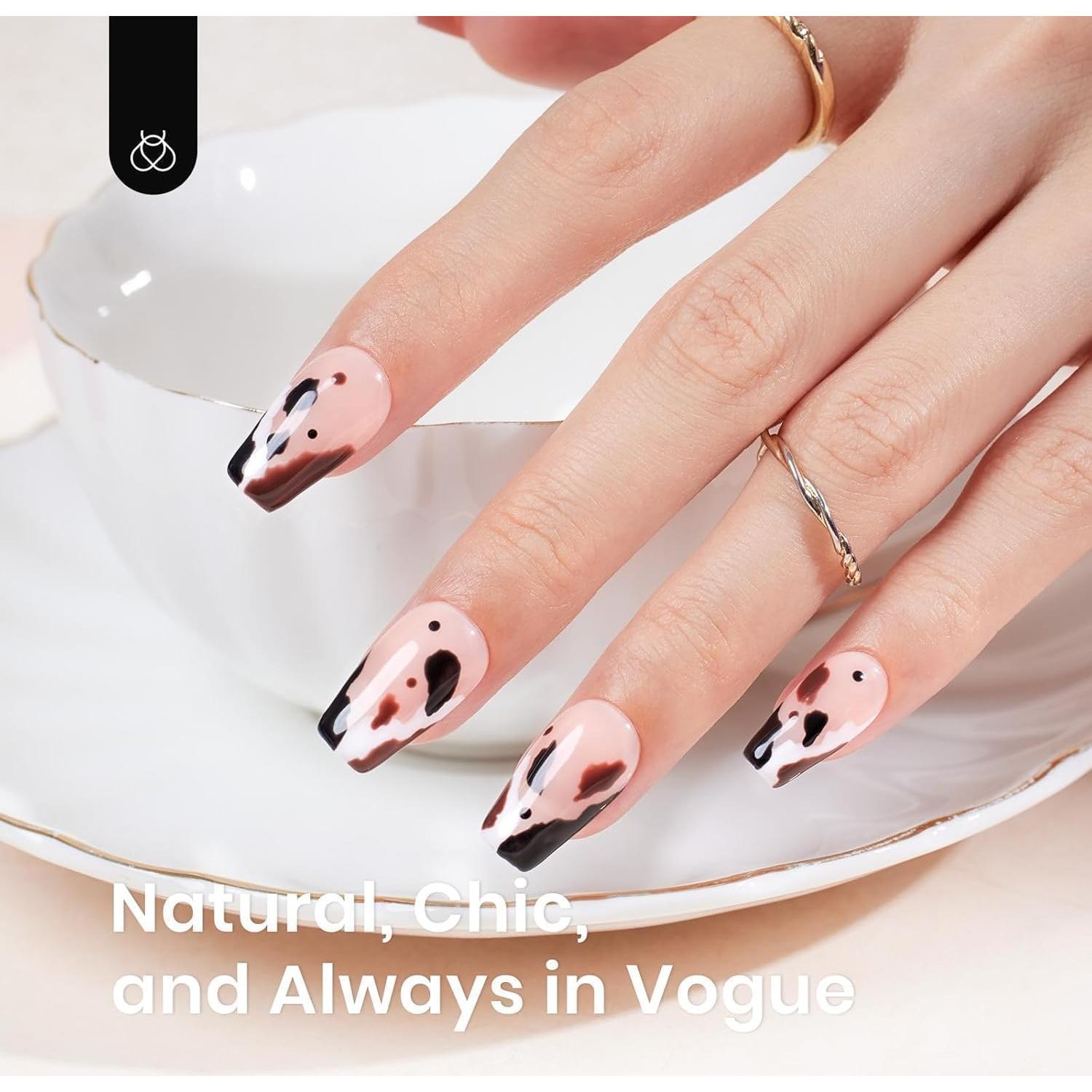 Kit de Uñas de Gel Beetles 510 Piezas Cortas Coffin con Pegamento 5 en 1