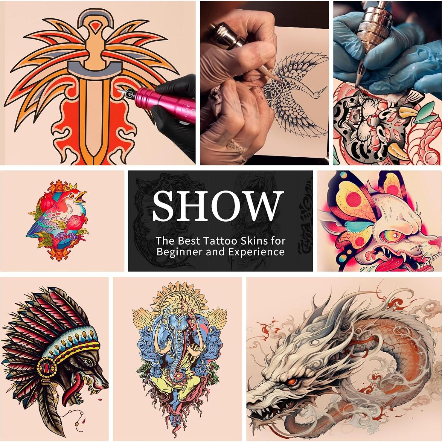 90 Piezas Piel Falsa para Tatuajes Jingtian 19x14 cm Doble Cara