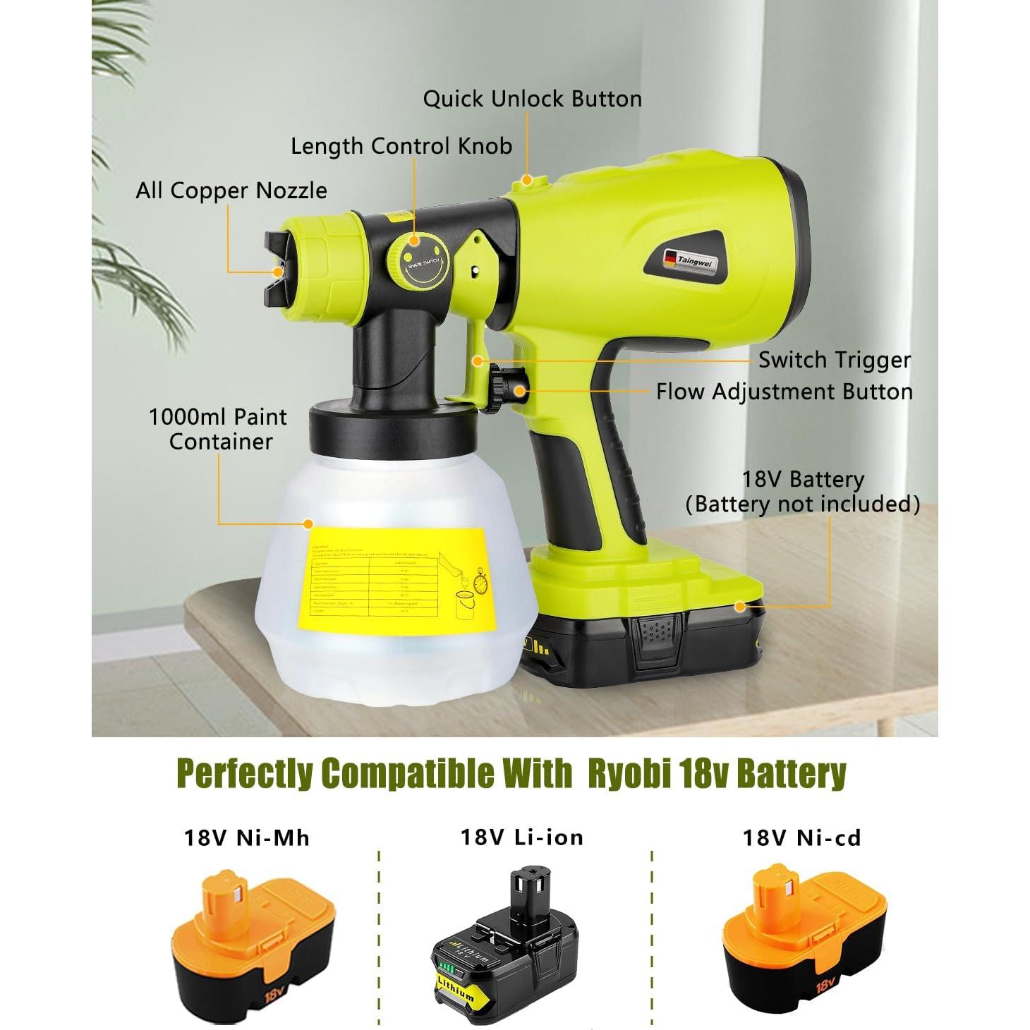 Pulverizador de Pintura Inalámbrico Taingwei 200W HVLP