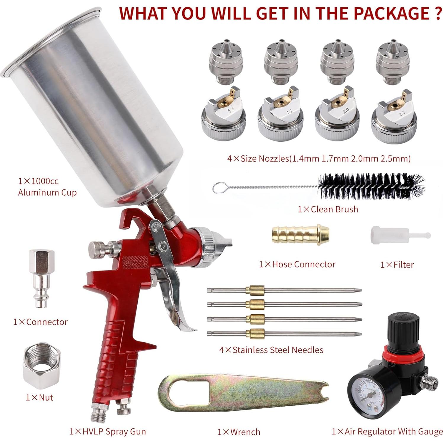 Pistola de Pulverización HVLP Zeinlenx 827 con 4 Boquillas