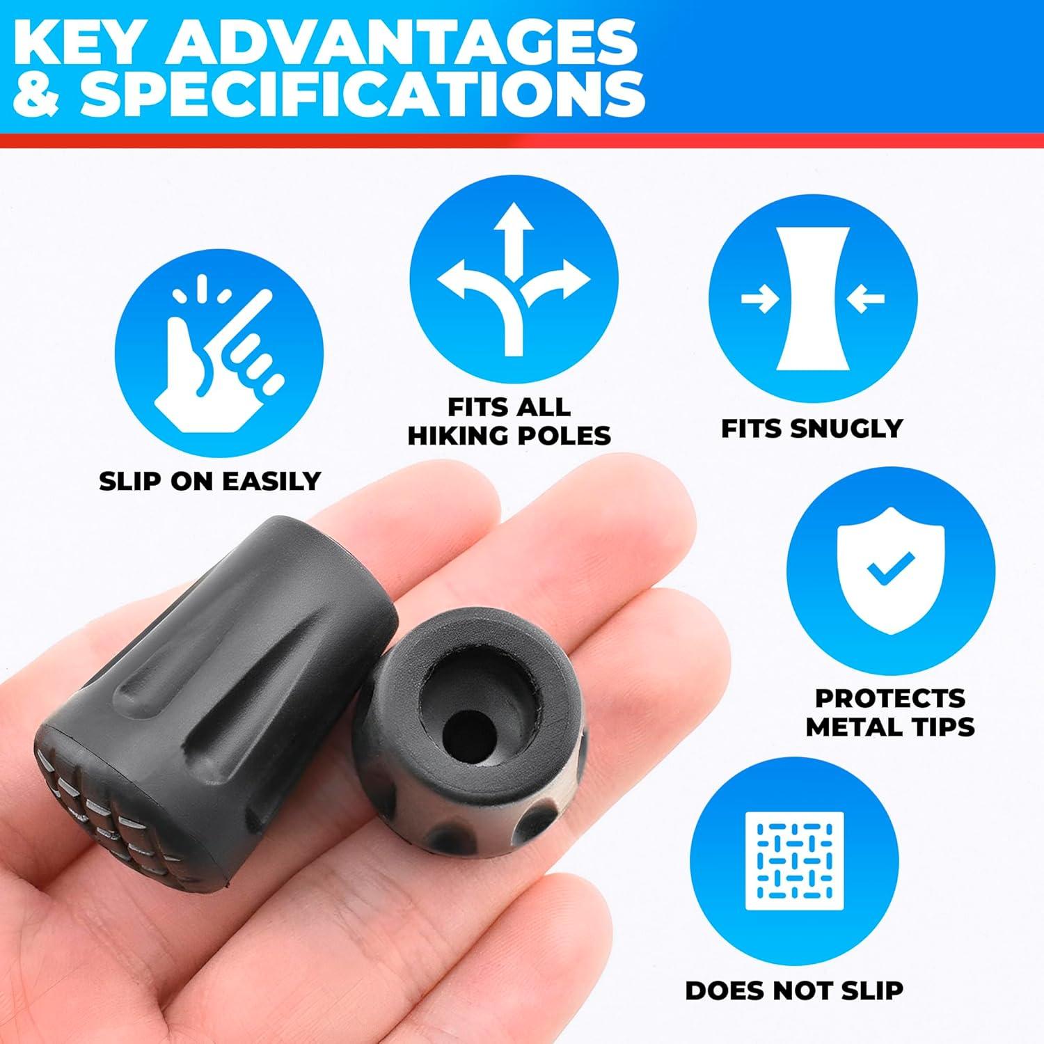 6 Puntas de Goma para Bastones de Senderismo SIMAX SMX-12