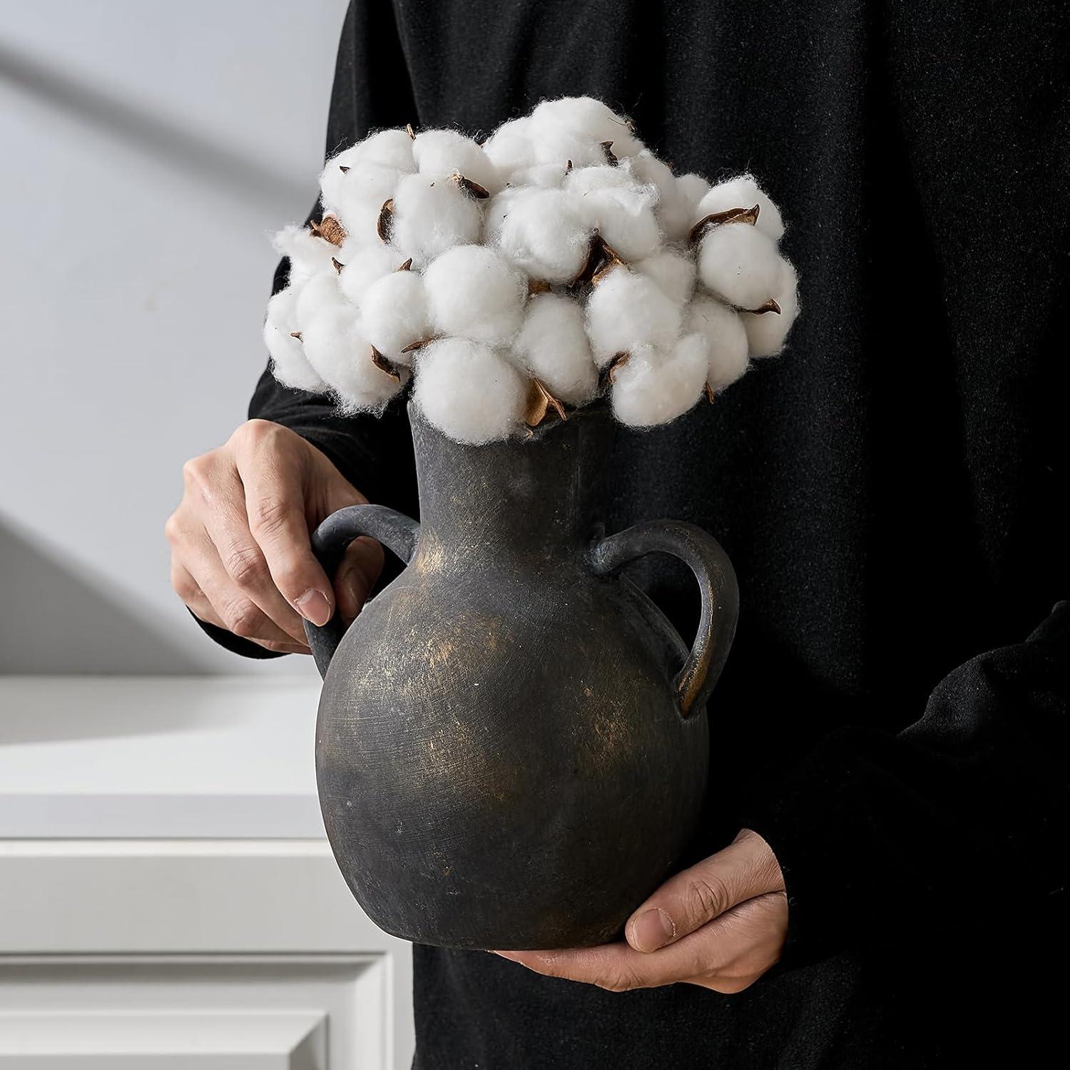 Jarrón de Cerámica Rústico SIDUCAL 18.5 cm 2 Asas Decorativo