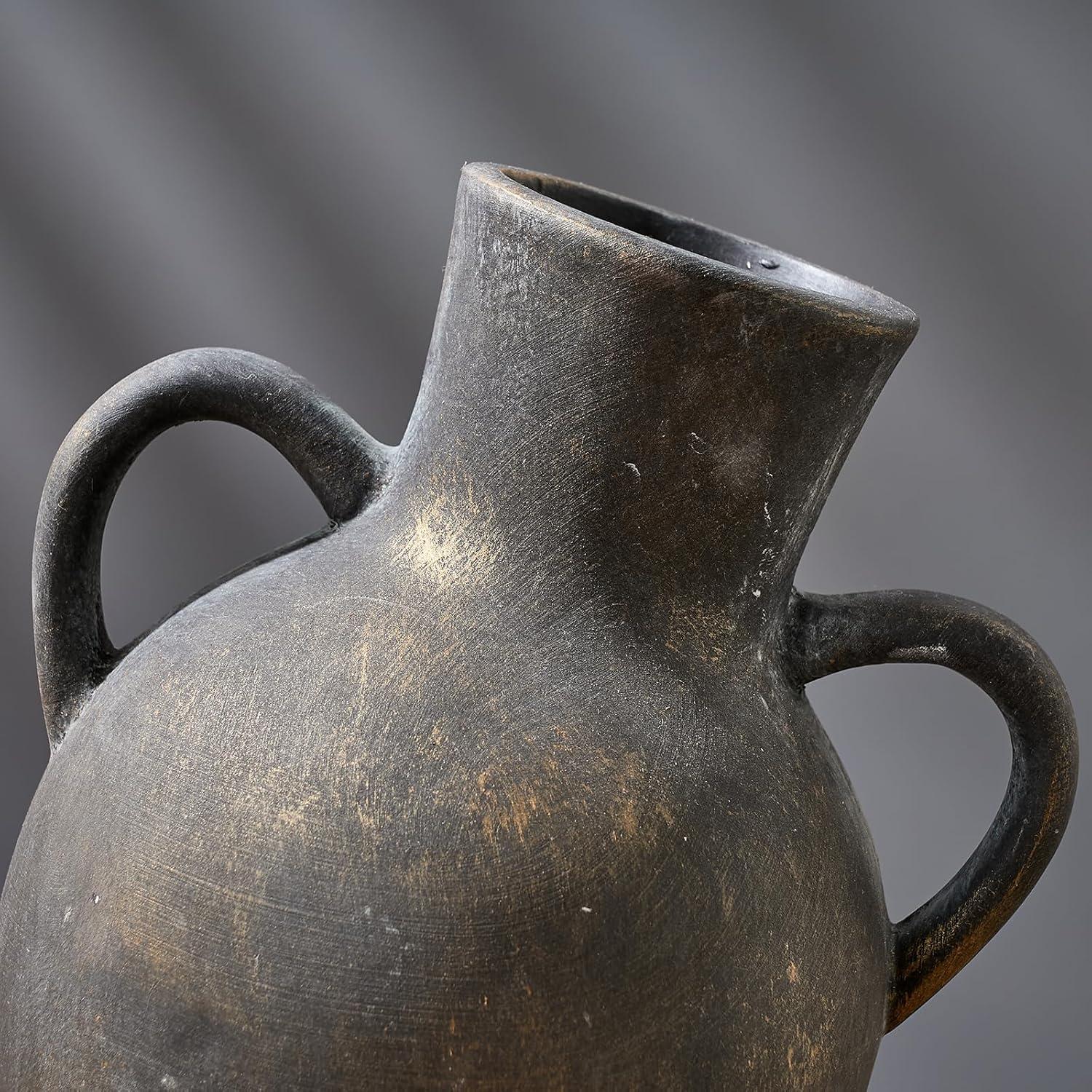 Jarrón de Cerámica Rústico SIDUCAL 18.5 cm 2 Asas Decorativo