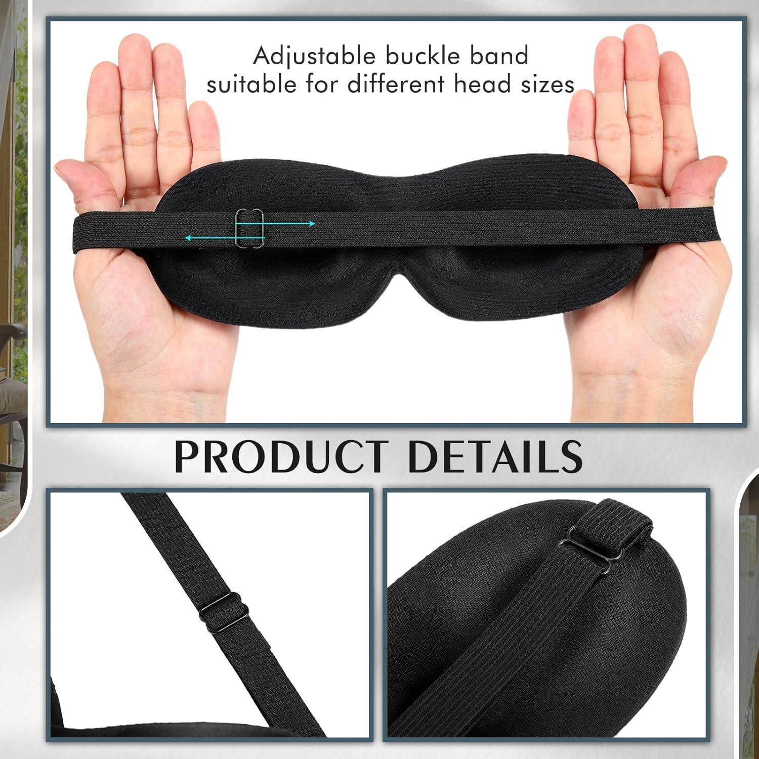 Bonuci 12 Máscaras de Sueño 3D Antifaz Negro Ajustable