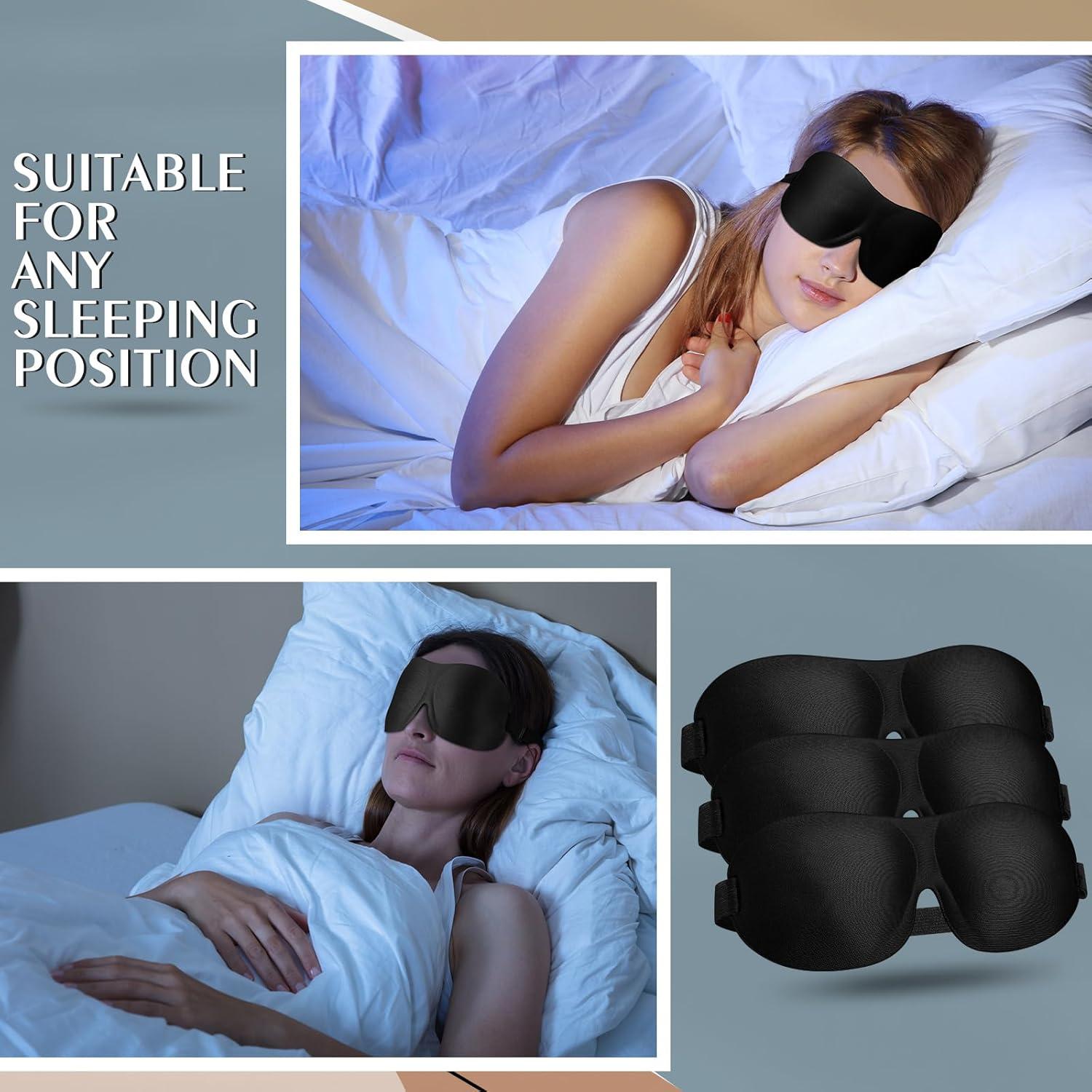 Bonuci 12 Máscaras de Sueño 3D Antifaz Negro Ajustable