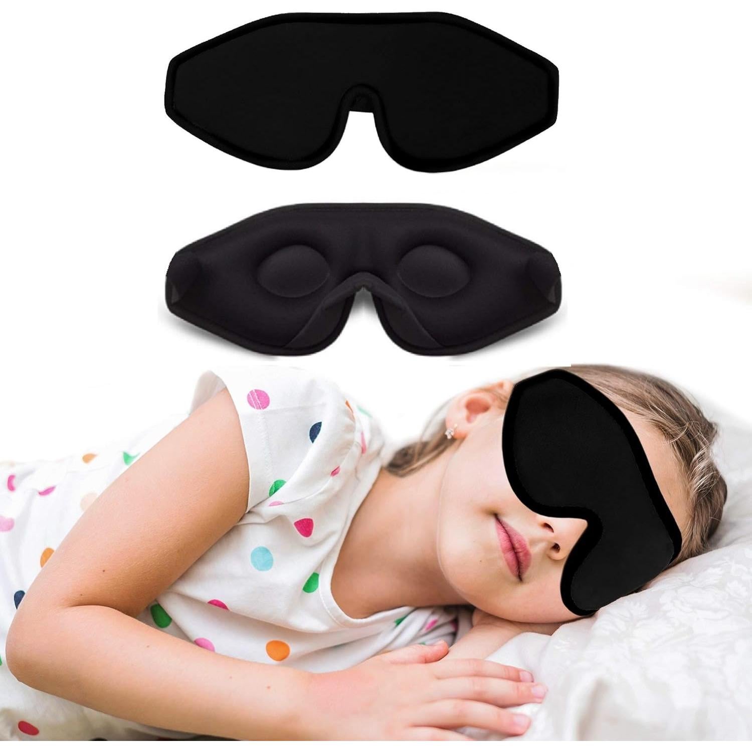 Máscara de Sueño para Niños Folk - Antifaz Contorneado 3D Negro