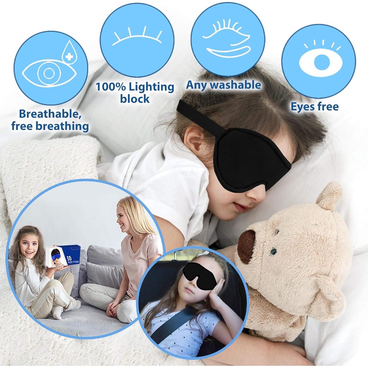 Máscara de Sueño para Niños Folk - Antifaz Contorneado 3D Negro