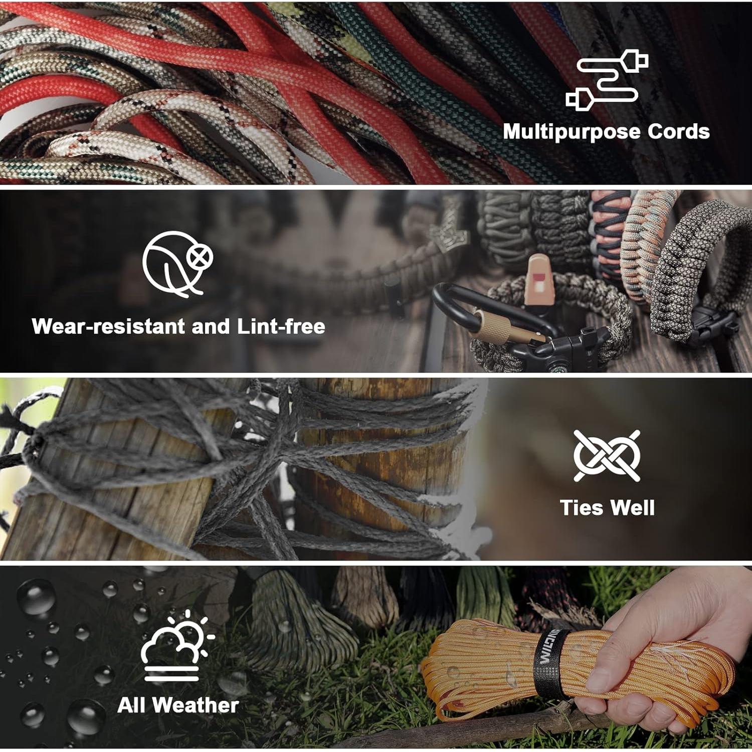 Cuerda Paracord WILDAIR 30m 250kg Verde Militar Alta Resistencia