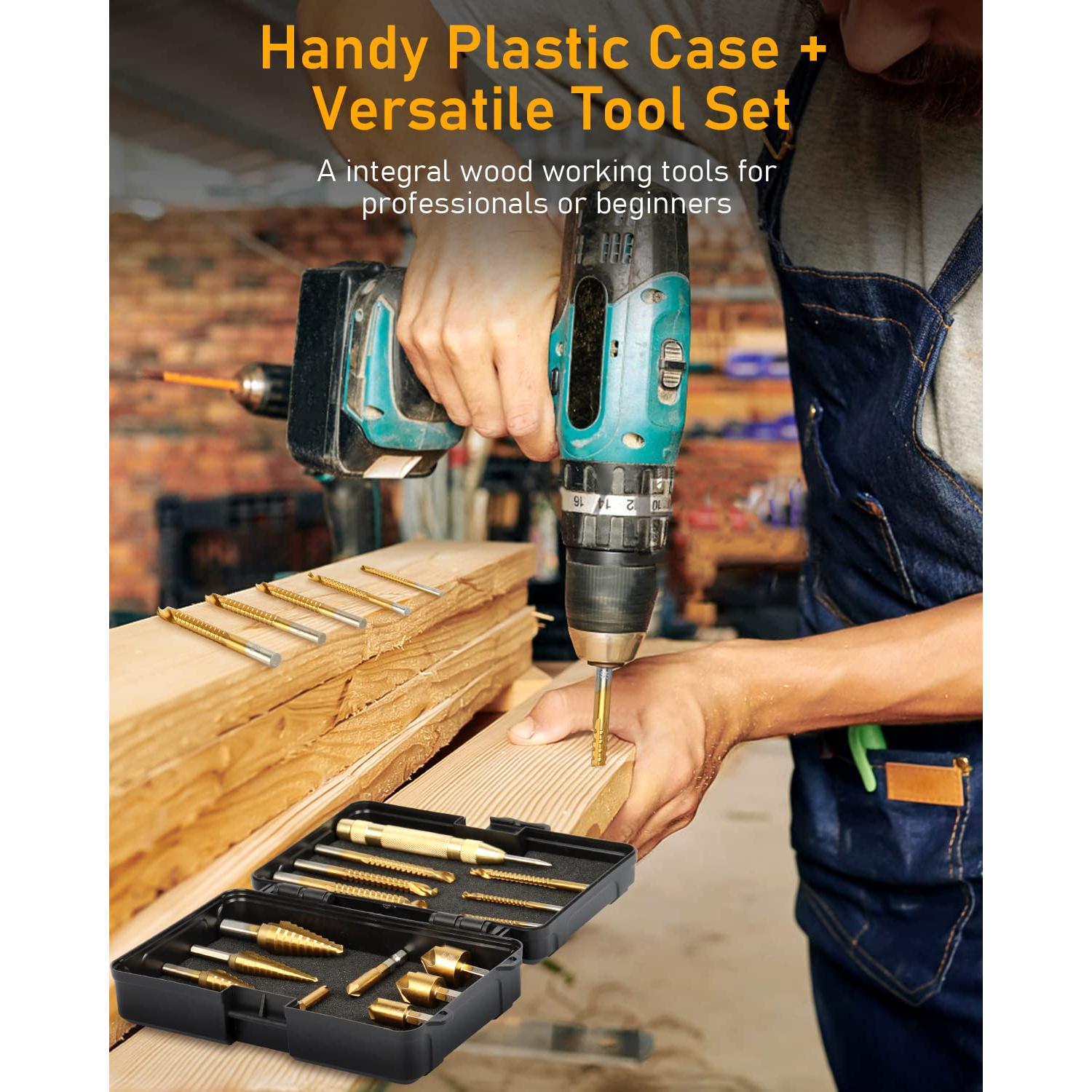 Juego de Brocas de Avellanado 16 Piezas WENHUALI con Estuche