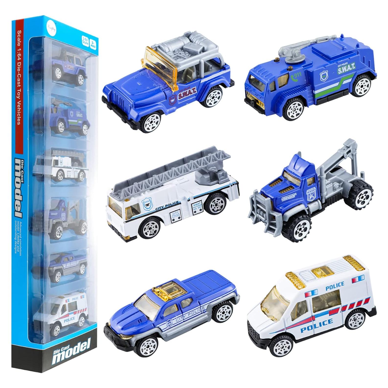 Conjunto 6 Vehículos Mini de Metal BenRich 1:64 Azul