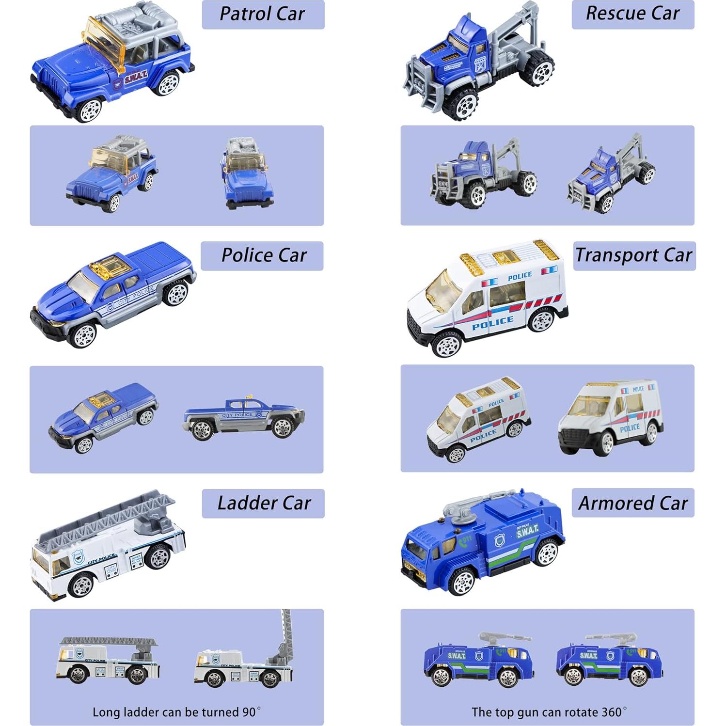 Conjunto 6 Vehículos Mini de Metal BenRich 1:64 Azul