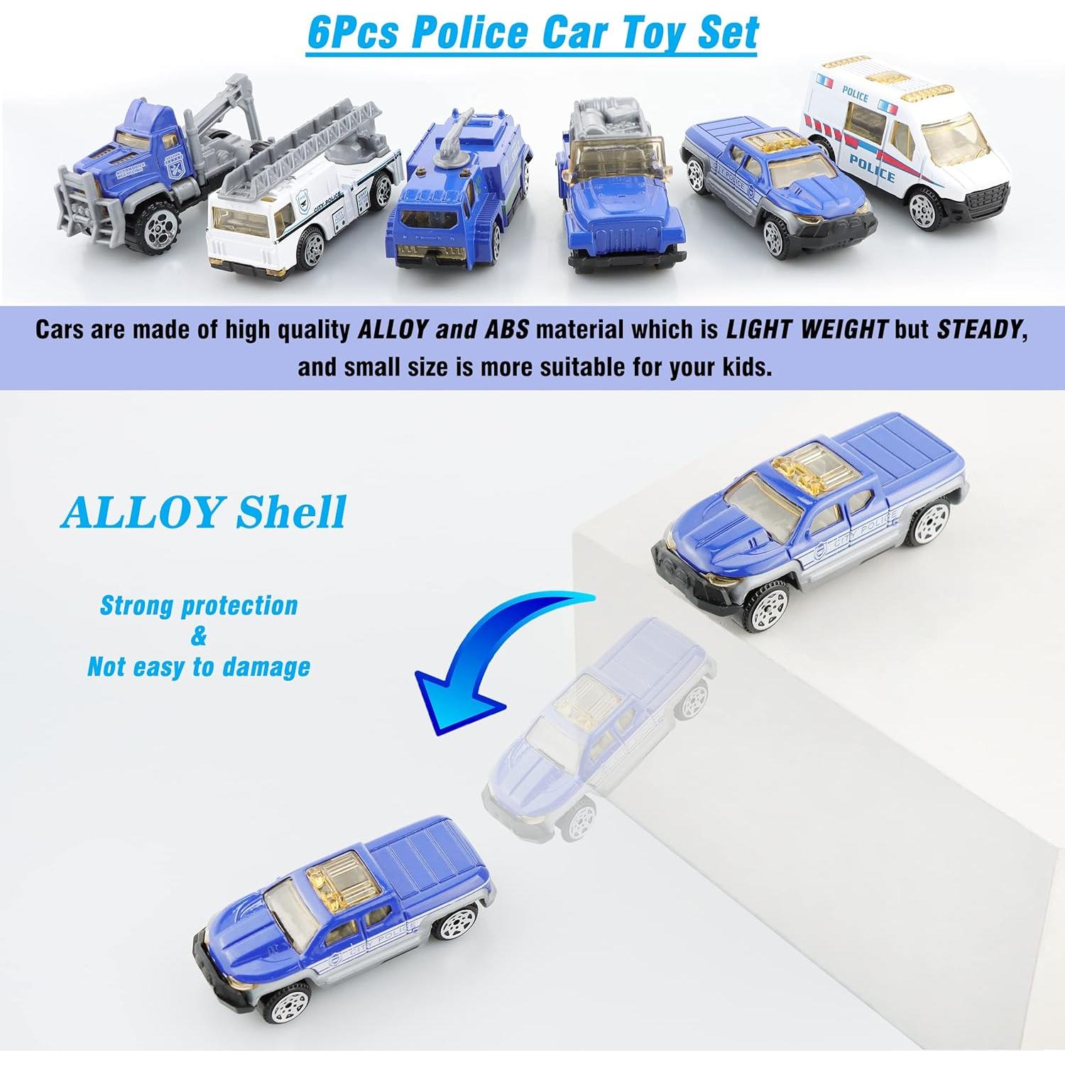 Conjunto 6 Vehículos Mini de Metal BenRich 1:64 Azul