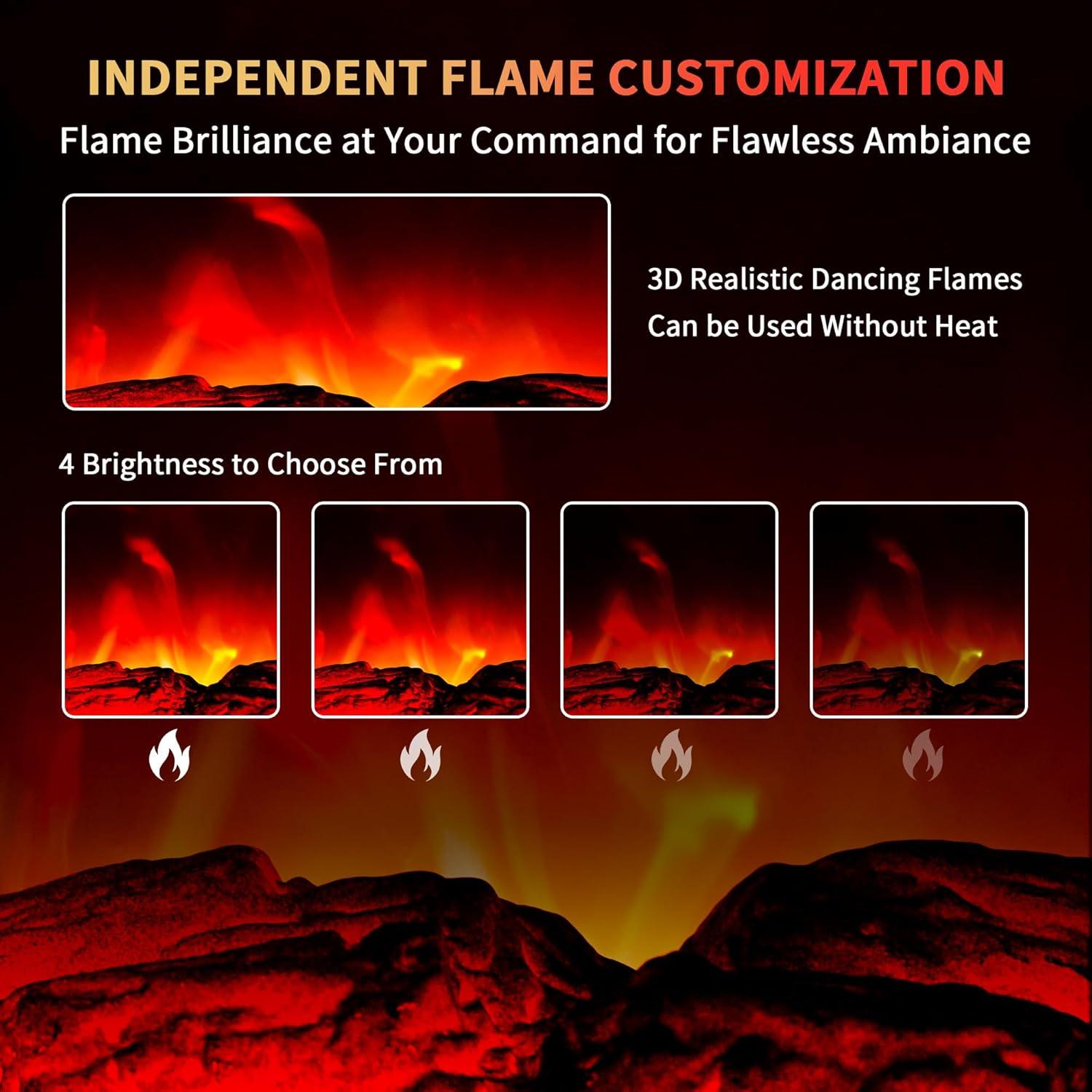 Electric Fireplace Heater 22 in Freestanding Fireplace Stove Infrared Fireplace RealSmart with 3D Flame Effect Remote Control, Timer, Overheating Protection Heater for Indoor Use Black