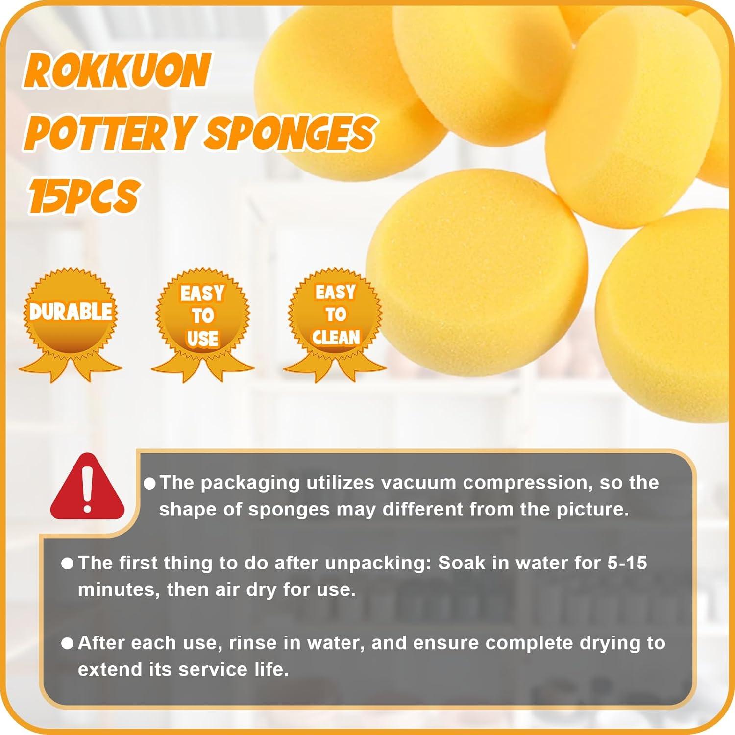 15 Esponjas de Cerámica Rokkuon para Pintura y Arcilla