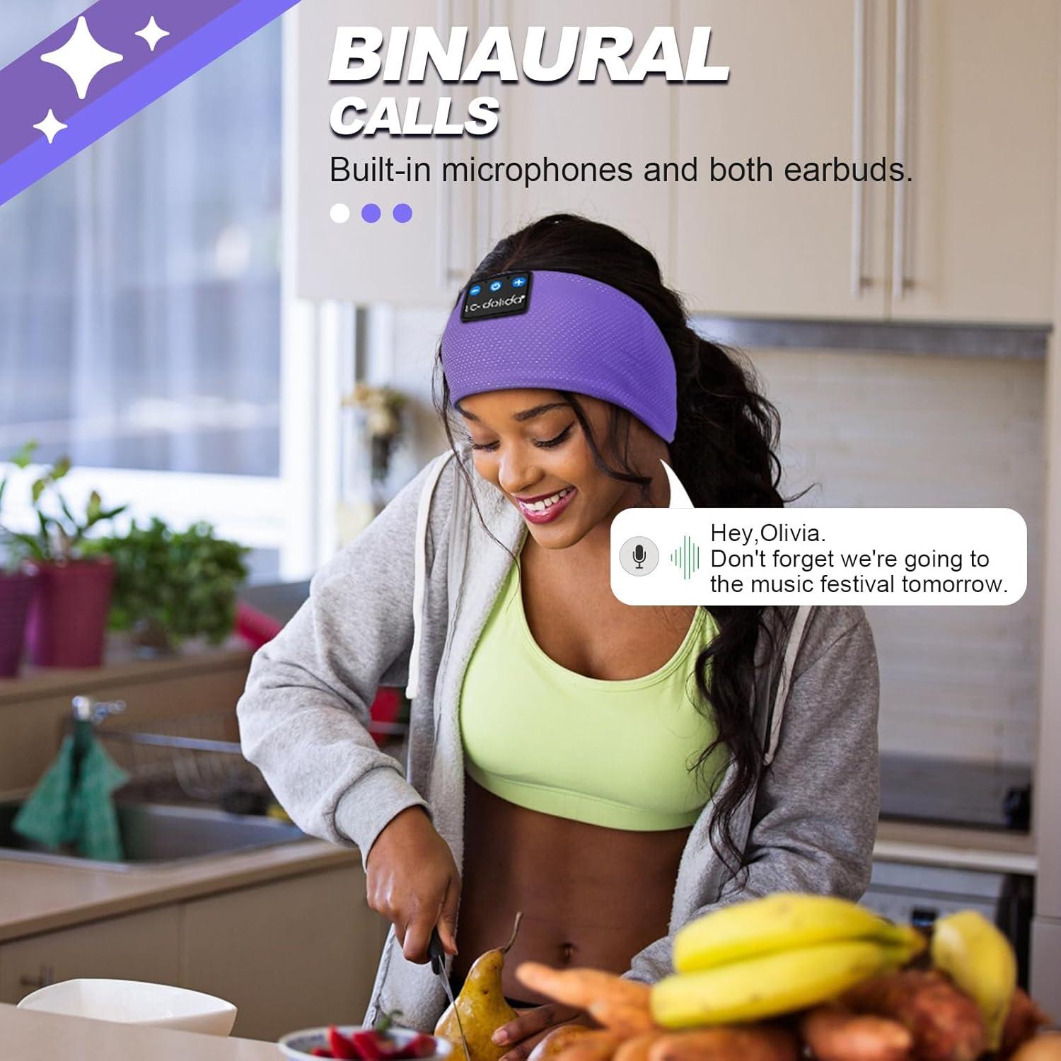 Auriculares Bluetooth 5.4 LC-dolida Diadema para Dormir Púrpura