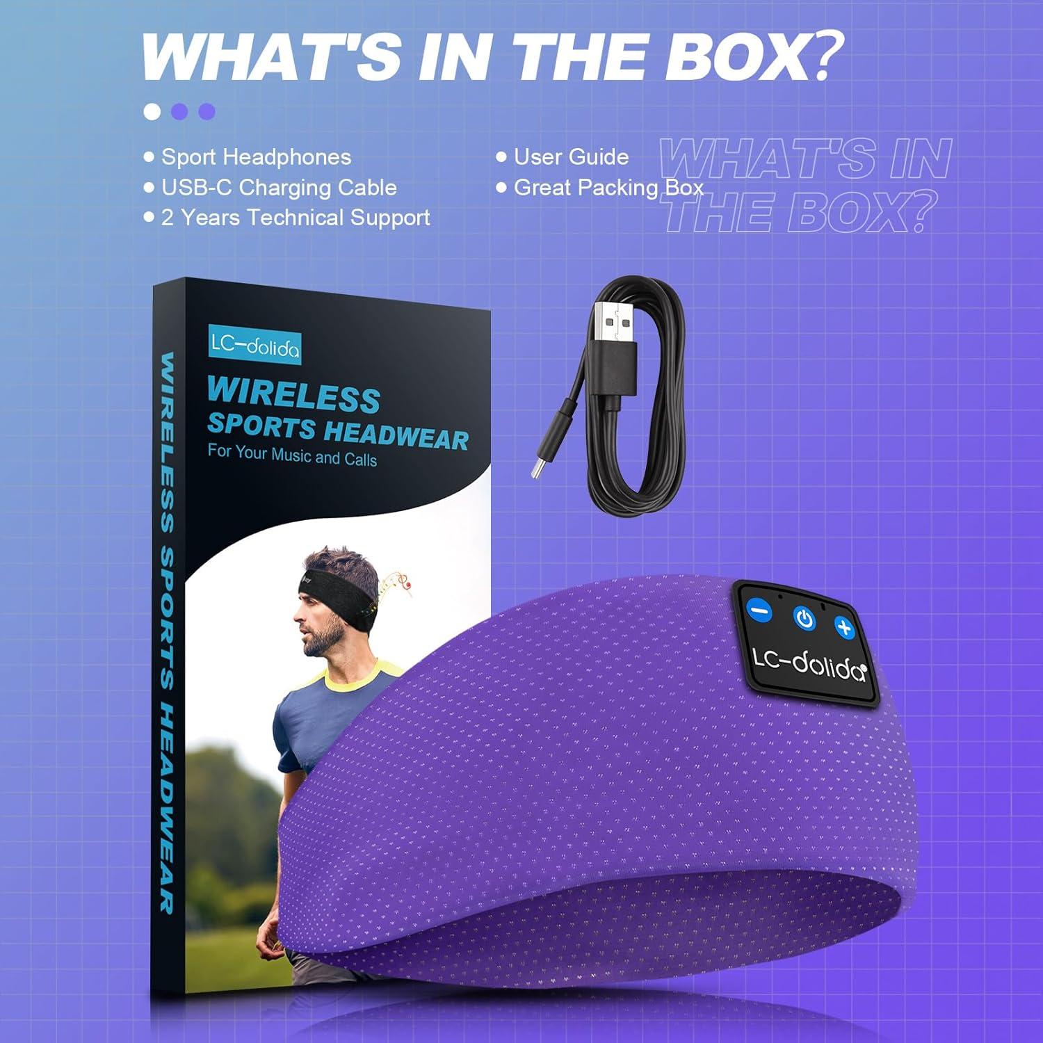 Auriculares Bluetooth 5.4 LC-dolida Diadema para Dormir Púrpura