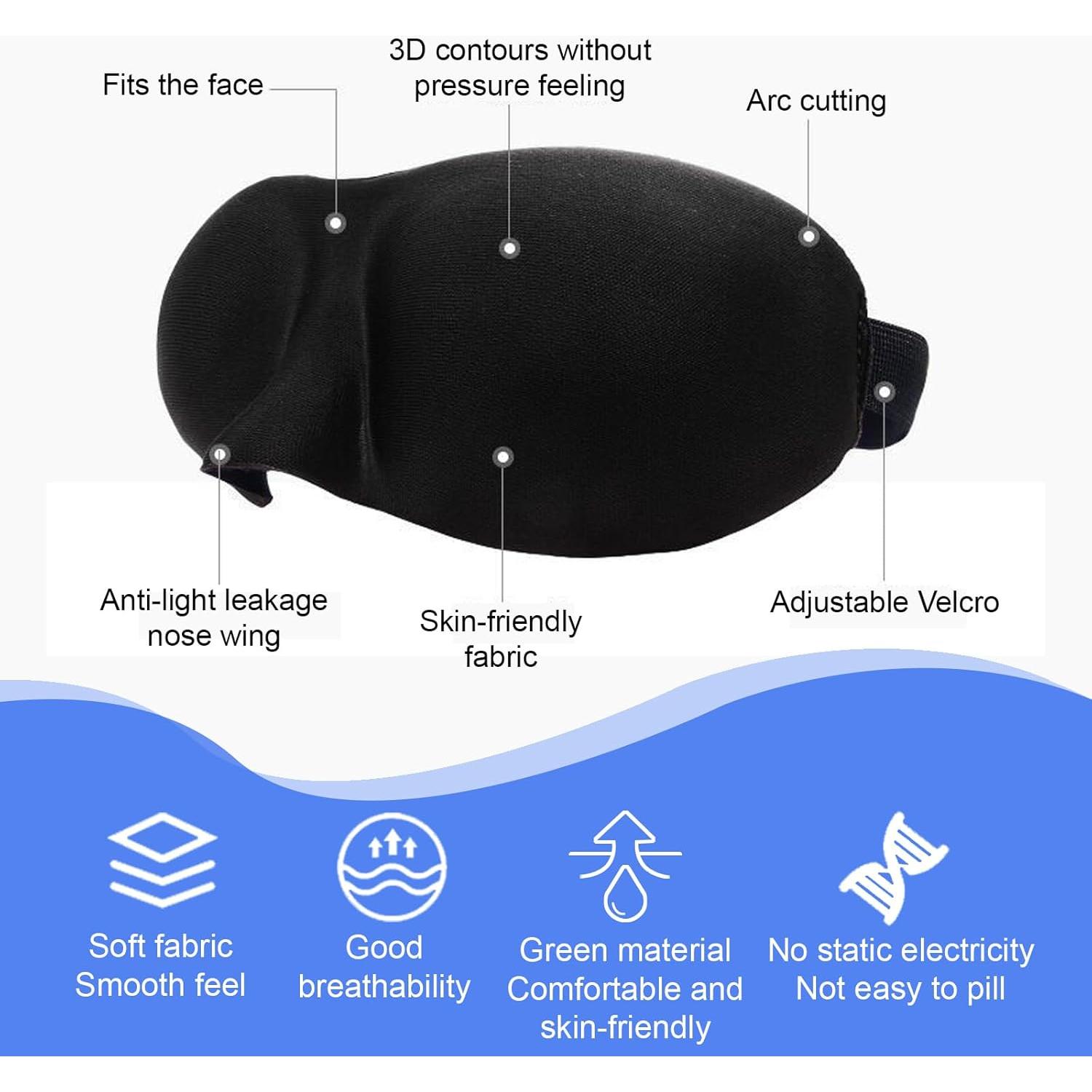 Paquete de 3 Máscaras para Dormir XQIGI 100% Bloqueo de Luz