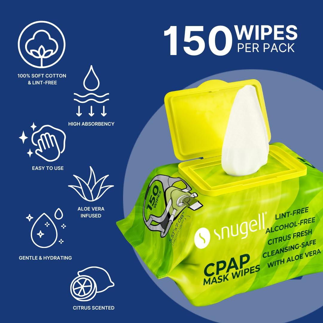 Toallitas CPAP Snugell 150 Unidades con Aroma a Cítricos